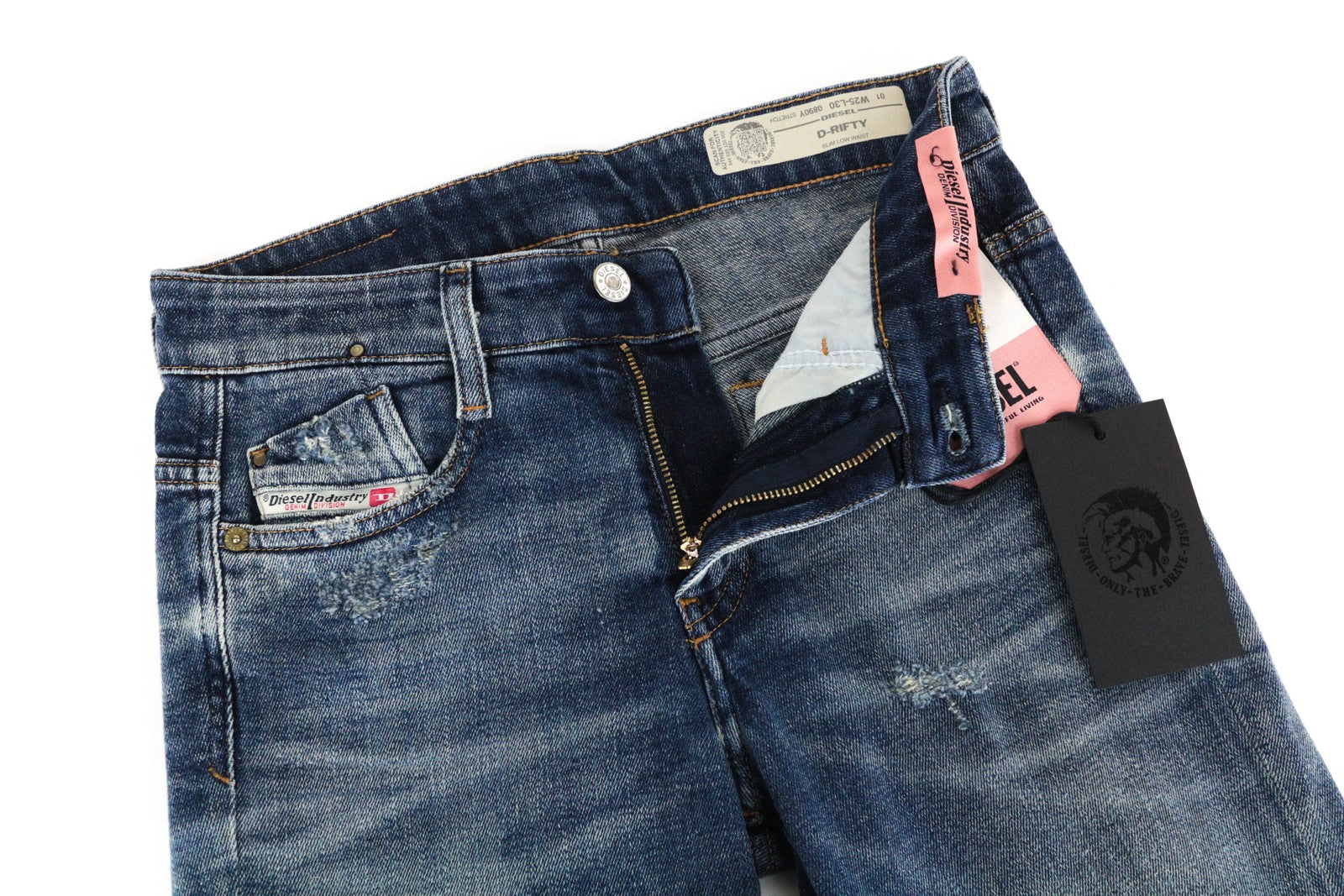 DIESEL D-Rifty 0890Y Women Jeans W25/L30 Slim Fit Washed Cotton Stretch Blue