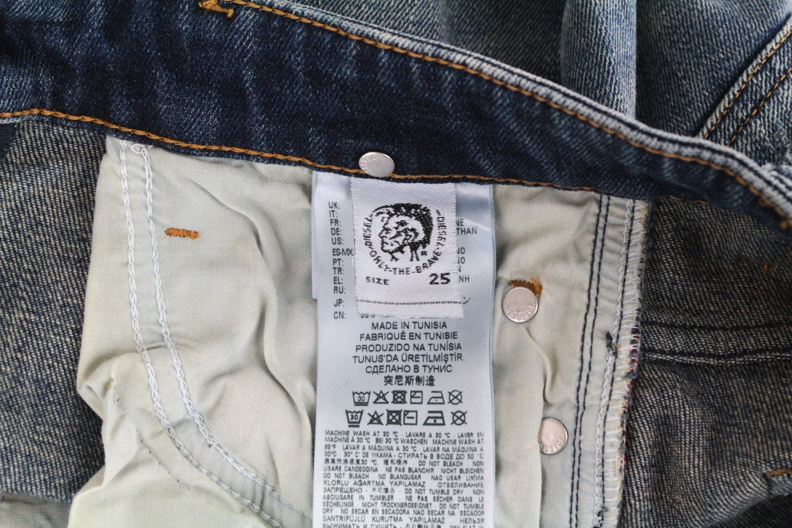 DIESEL D-Rifty 0890Y Women Jeans W25/L30 Slim Fit Washed Cotton Stretch Blue