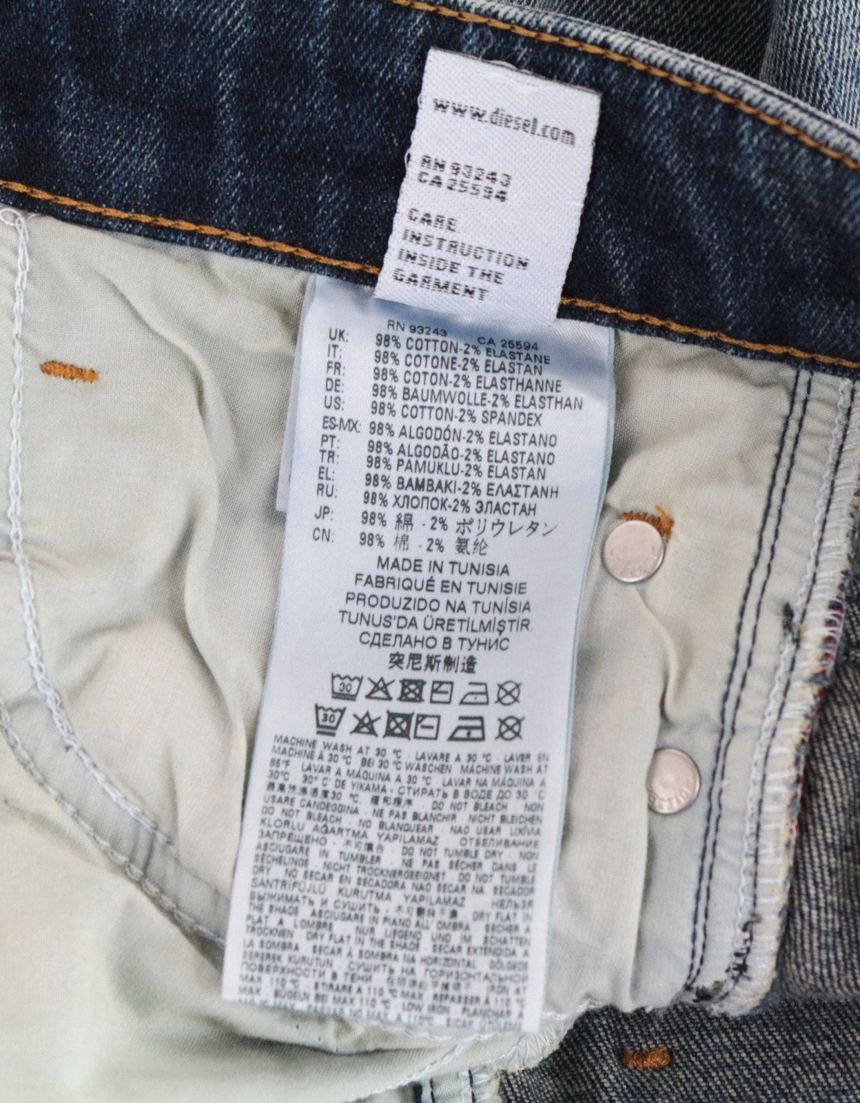 DIESEL D-Rifty 0890Y Women Jeans W25/L30 Slim Fit Washed Cotton Stretch Blue