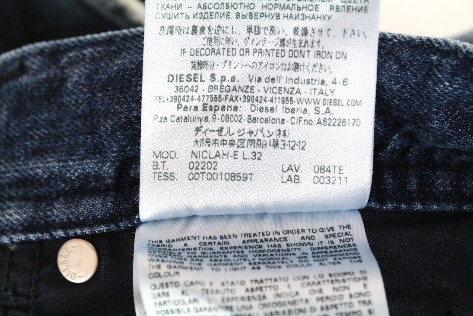 DIESEL Niclah-E 084TE Women Jeans W24/L32 Straight Cotton Blue Washed Girls