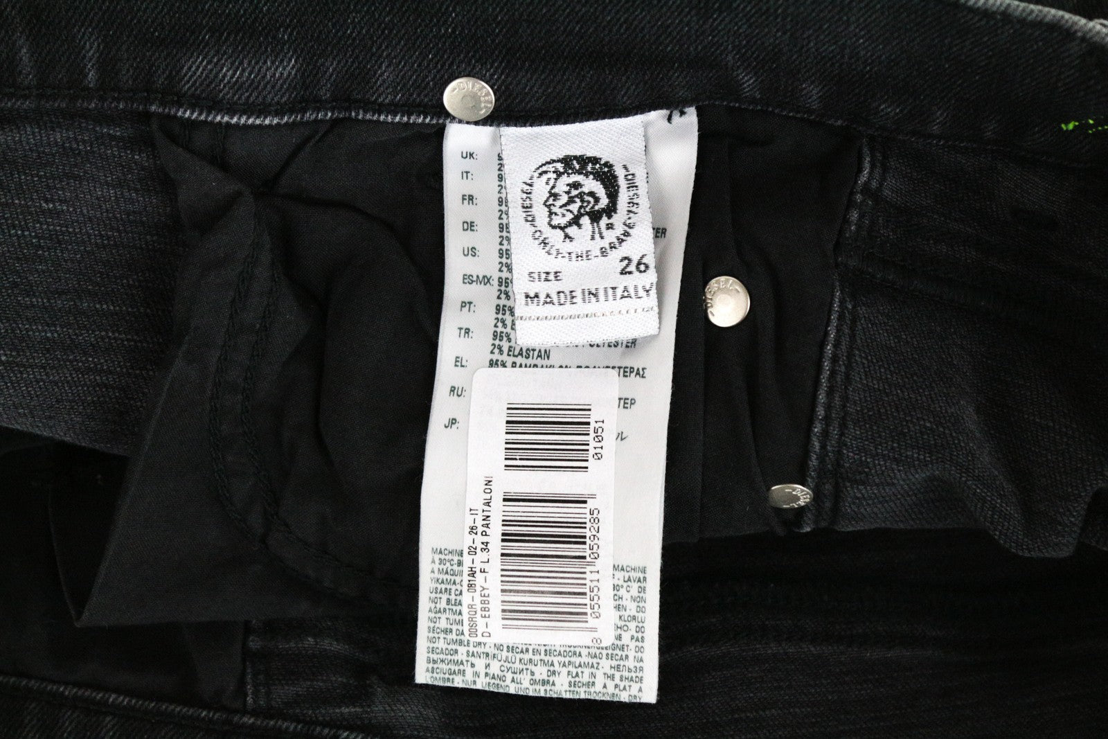 DIESEL D-Ebbey-F 081AH Women Jeans W26/L34 Bootcut Cotton Stretch Grey Wash