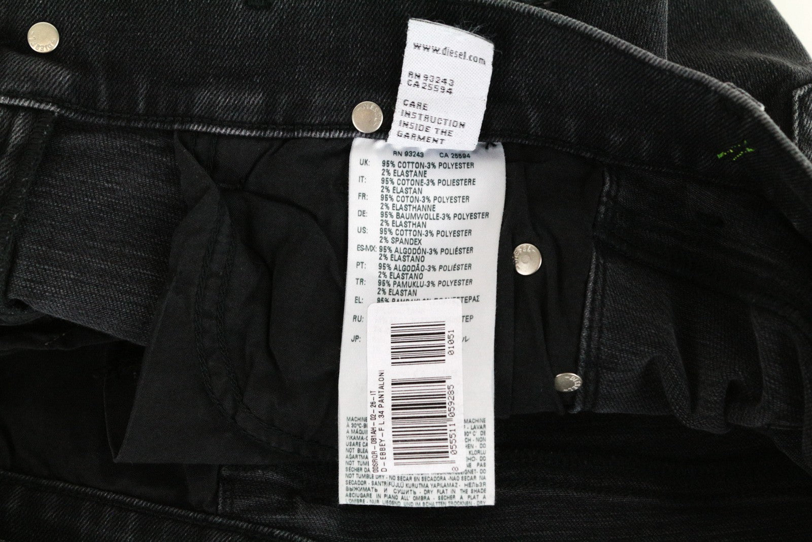 DIESEL D-Ebbey-F 081AH Women Jeans W26/L34 Bootcut Cotton Stretch Grey Wash