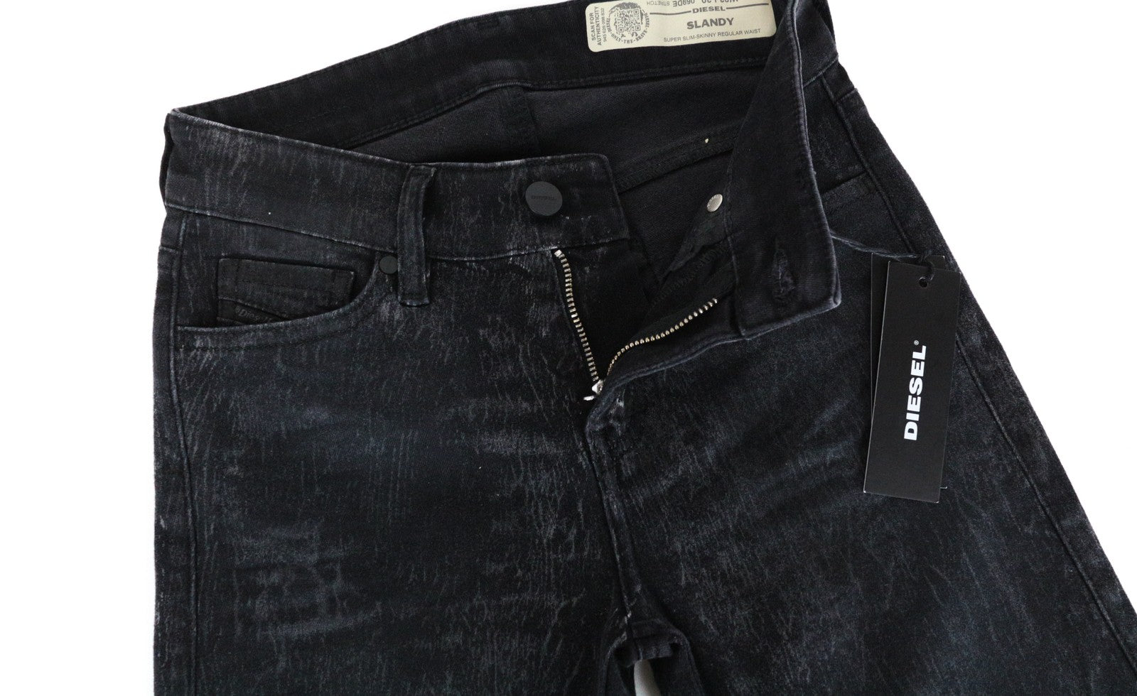 DIESEL Slandy 069DE Women Jeans W26/L30 Super Skinny Black Cotton Stretch