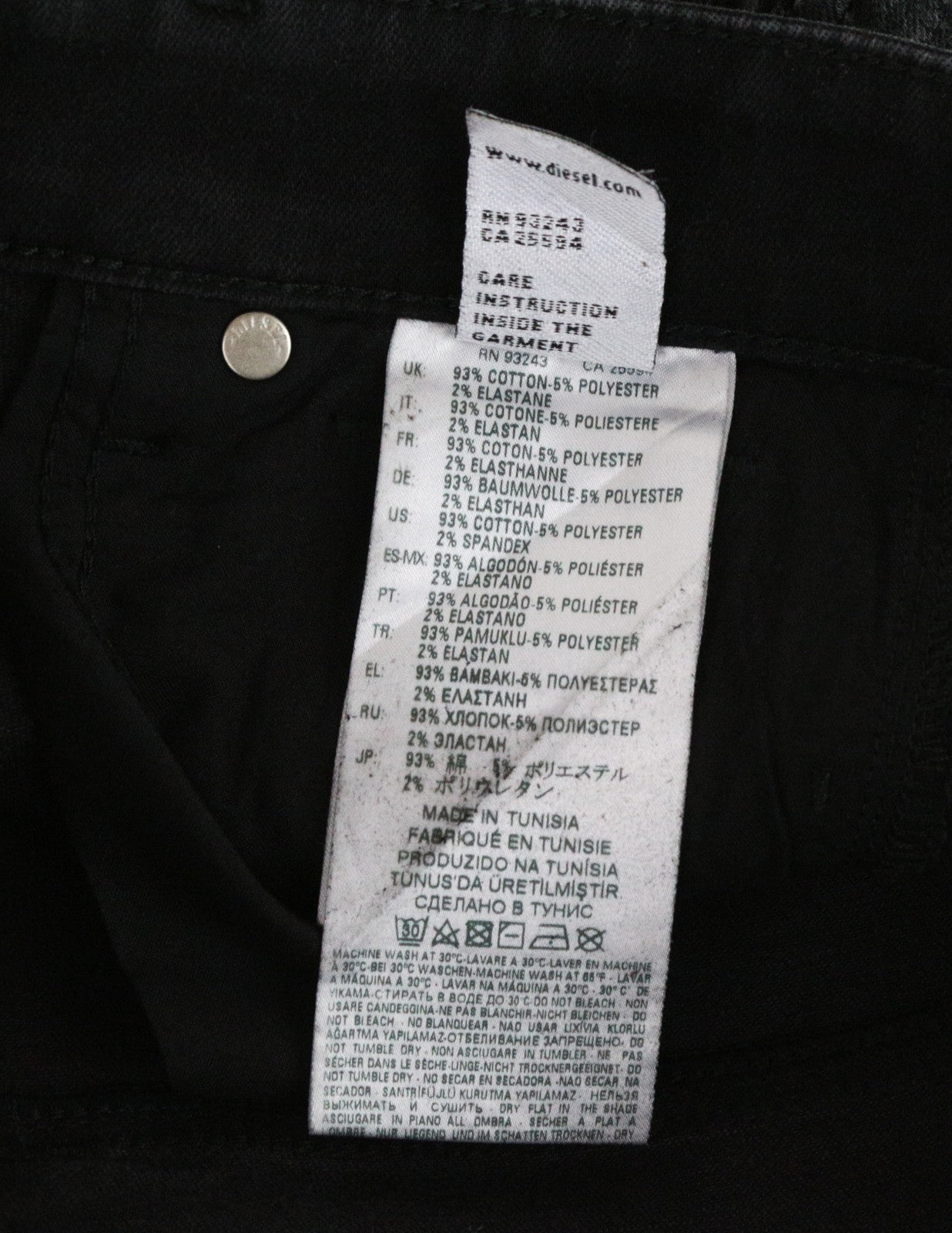 DIESEL Slandy 069DE Women Jeans W26/L30 Super Skinny Black Cotton Stretch