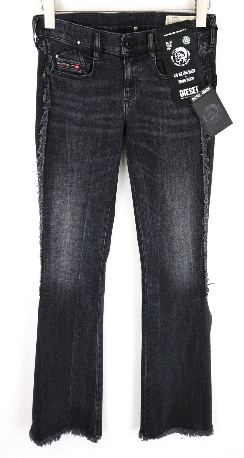 DIESEL D-Ebbey-F 081AH Women Jeans W26/L32 Bootcut Cotton Stretch Grey Slits