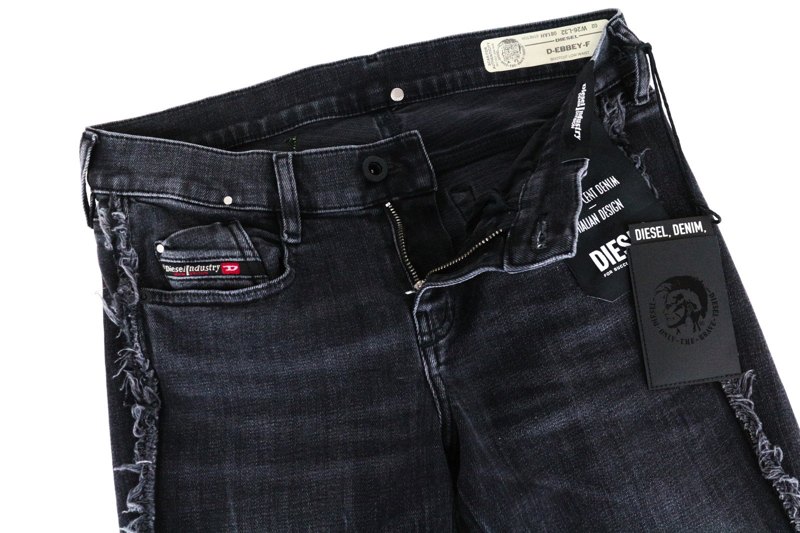 DIESEL D-Ebbey-F 081AH Women Jeans W26/L32 Bootcut Cotton Stretch Grey Slits