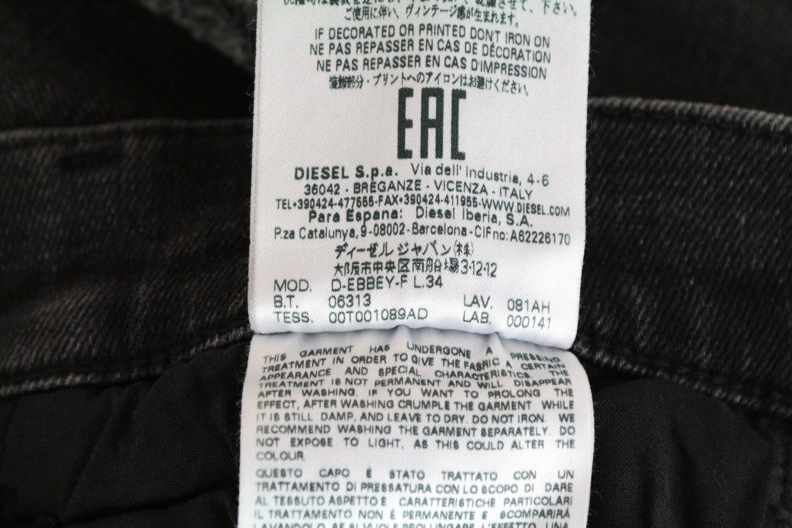 DIESEL D-Ebbey-F 081AH Women Jeans W25/L34 Bootcut Cotton Stretch Grey Denim