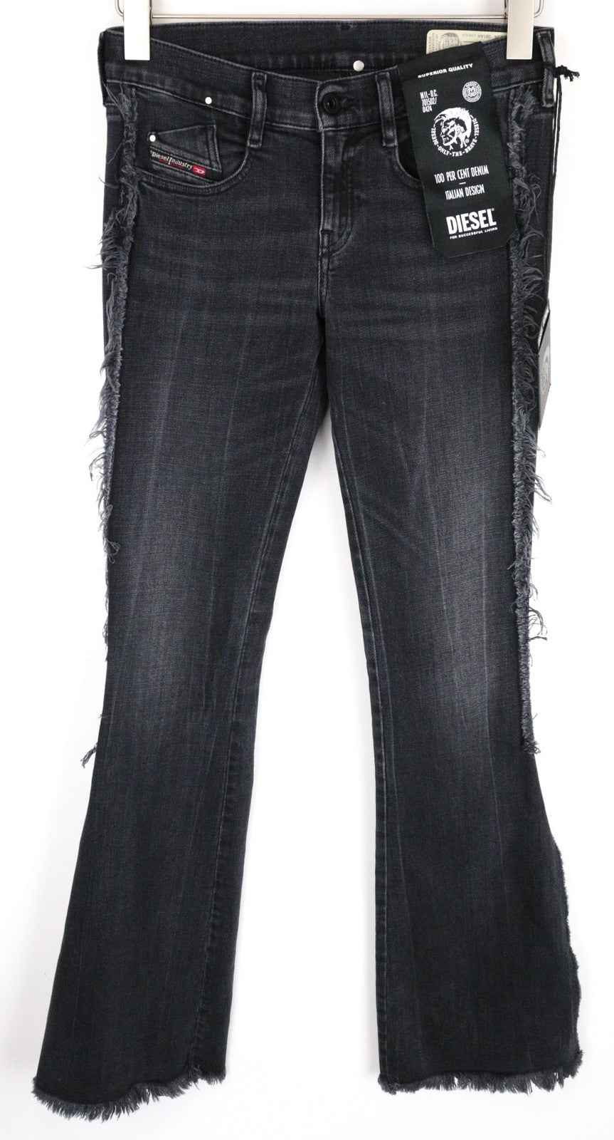 DIESEL D-Ebbey-F 081AH Women Jeans W25/L34 Bootcut Cotton Stretch Grey Denim