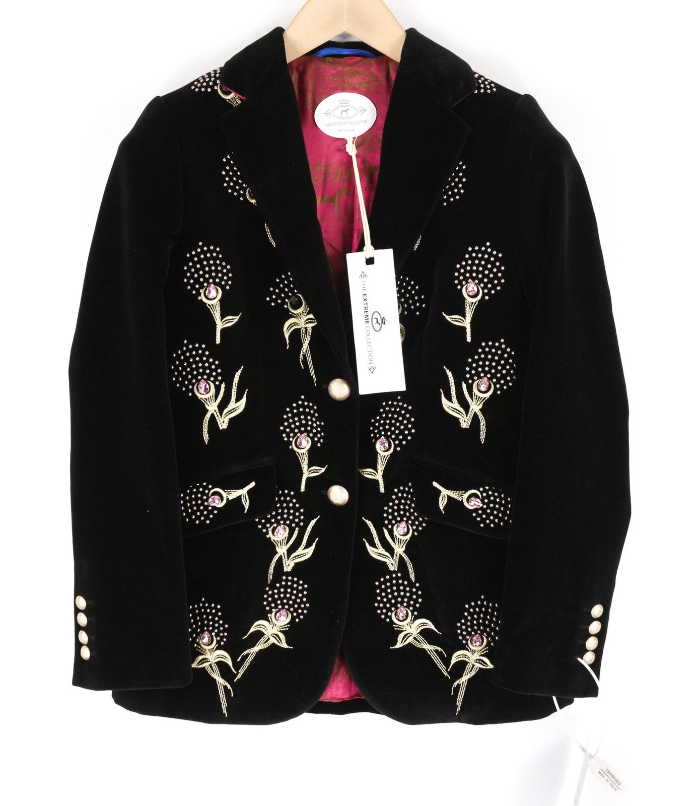 THE EXTREME COLLECTION Huga Love Negro Womens Blazer 36 Black Velvet Patterned