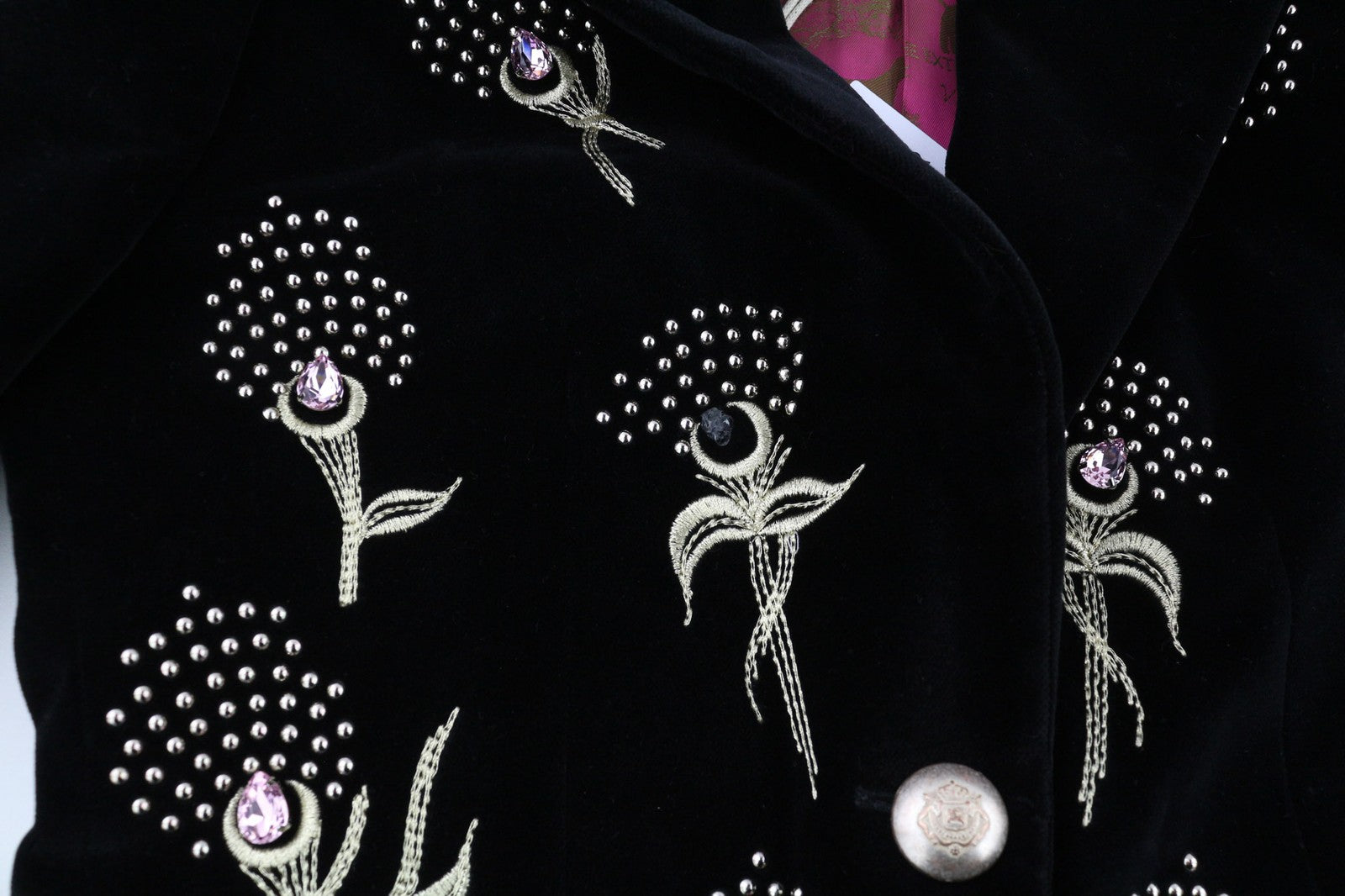 THE EXTREME COLLECTION Huga Love Negro Womens Blazer 36 Black Velvet Patterned