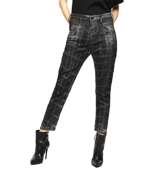 DIESEL D-Fayza-SP-NE 0094M Women Jeans W26 Jogg Sweat Boyfriend Black Animal