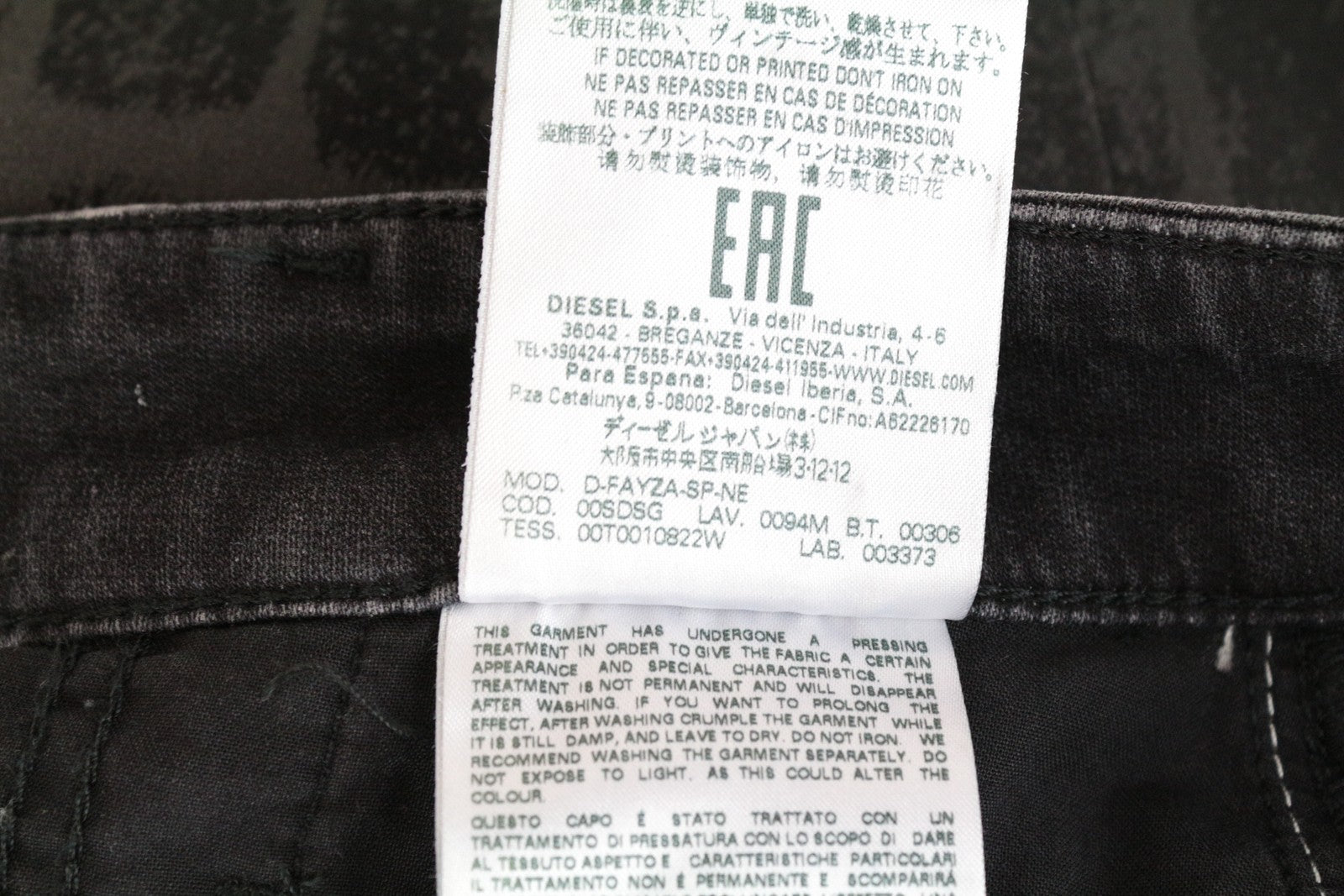 DIESEL D-Fayza-SP-NE 0094M Women Jeans W26 Jogg Sweat Boyfriend Black Animal