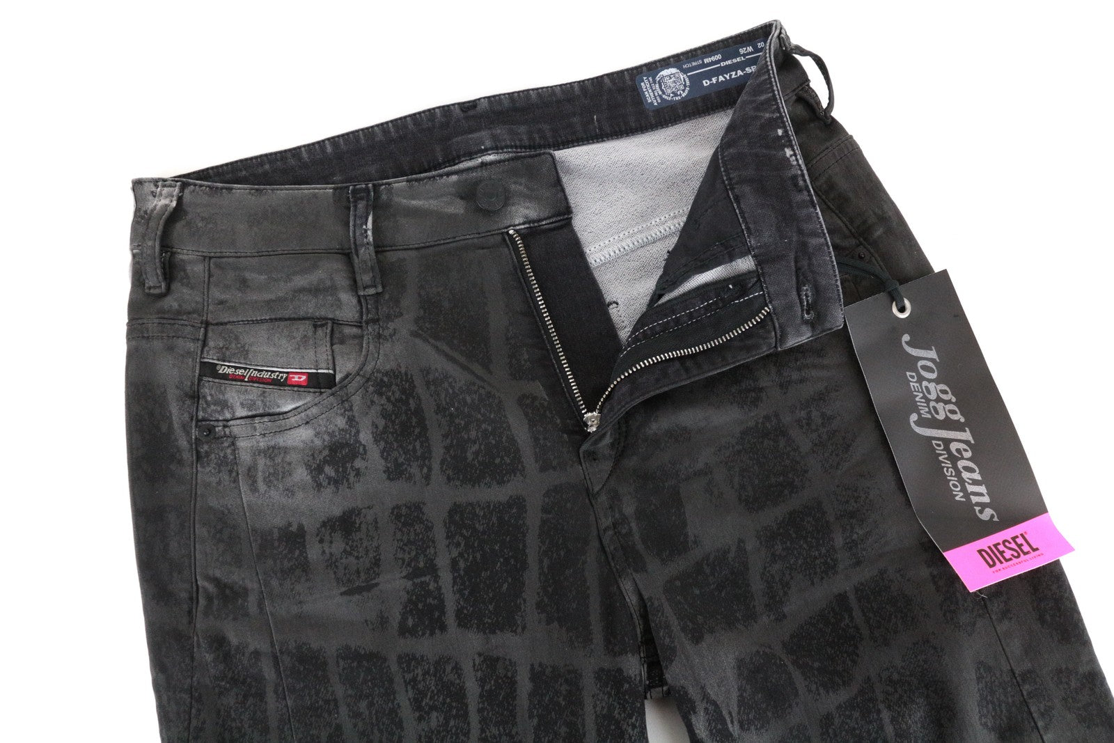 DIESEL D-Fayza-SP-NE 0094M Women Jeans W26 Jogg Sweat Boyfriend Black Animal