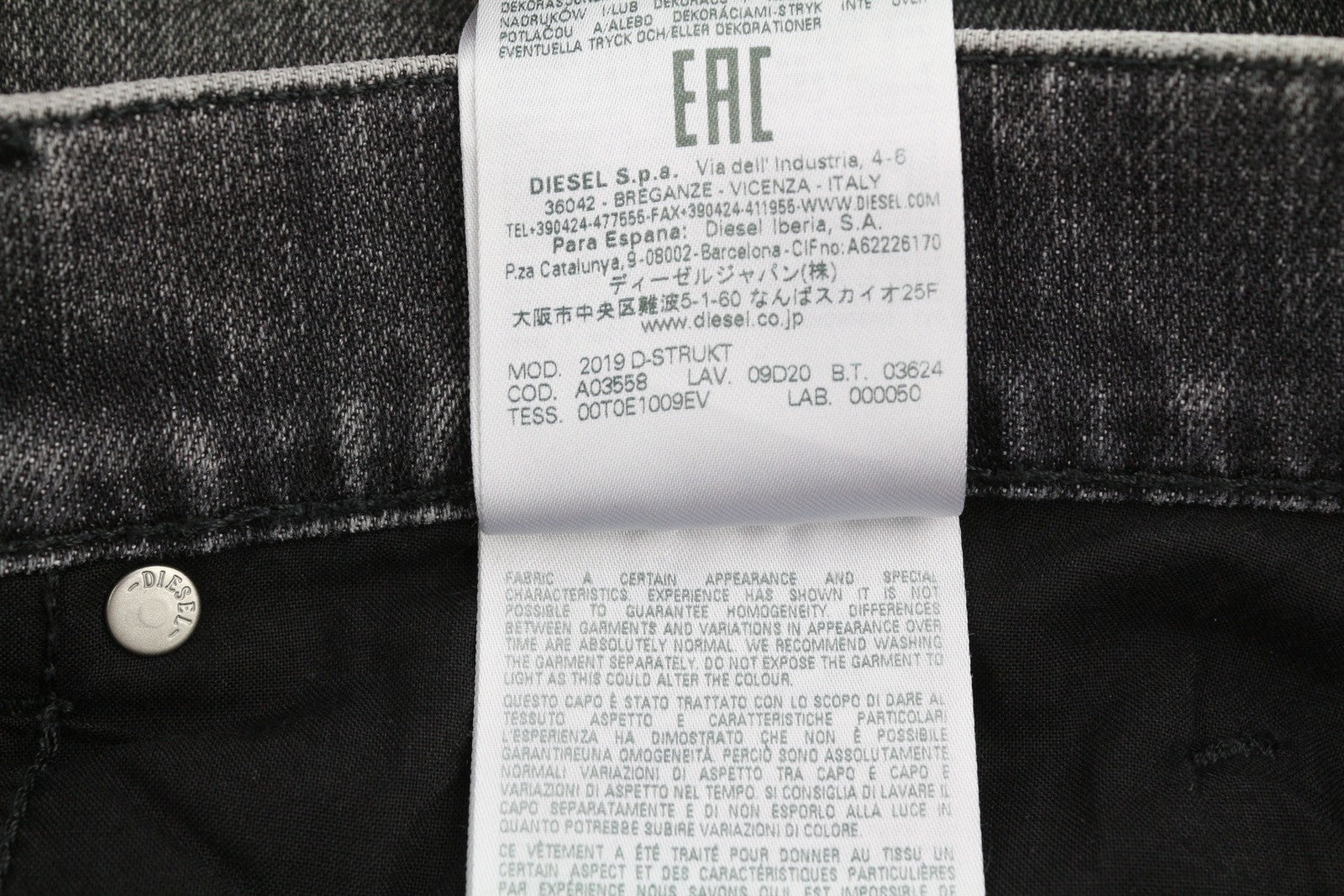 DIESEL 2019 D-Strukt 09D20 Mens Jeans W32/L32 Slim  Mid Waist Distress RRP€195