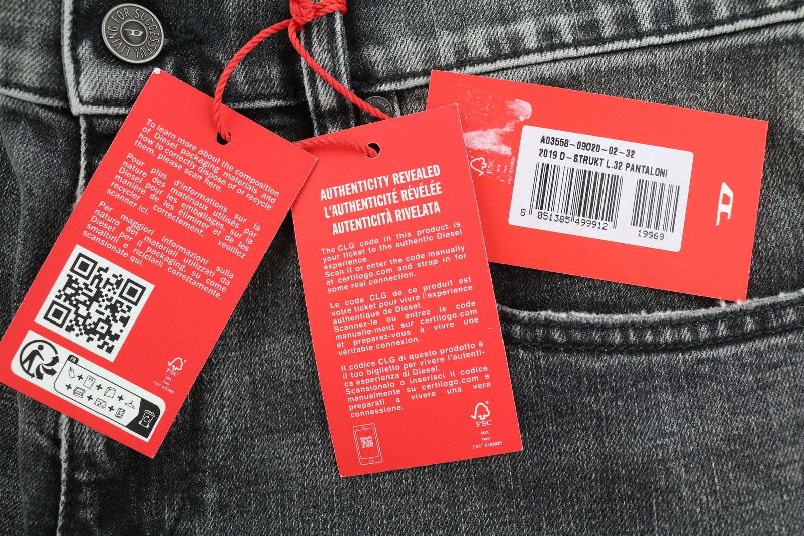 DIESEL 2019 D-Strukt 09D20 Mens Jeans W32/L32 Slim  Mid Waist Distress RRP€195