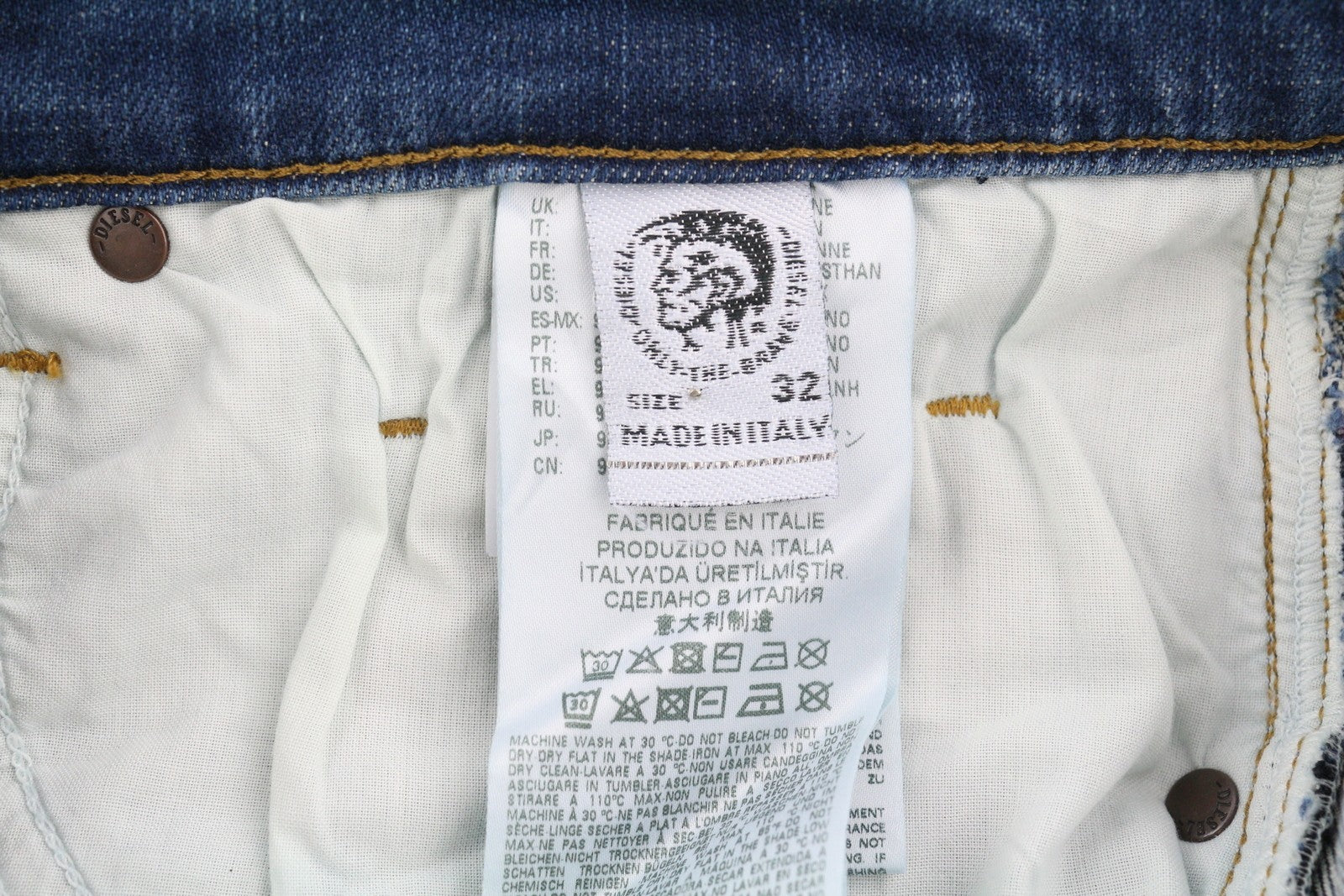 DIESEL D-Strukt 009IT Mens Jeans W32/L32 Slim  Stretch Zip Fly Washed Blue