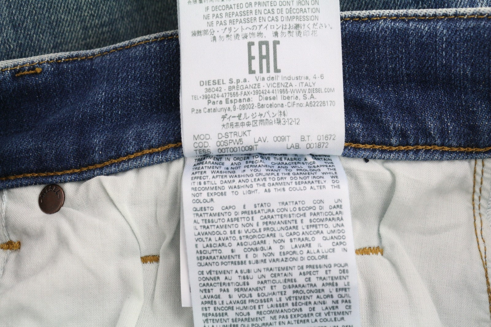 DIESEL D-Strukt 009IT Mens Jeans W32/L32 Slim  Stretch Zip Fly Washed Blue