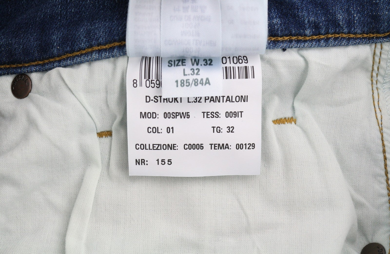 DIESEL D-Strukt 009IT Mens Jeans W32/L32 Slim  Stretch Zip Fly Washed Blue