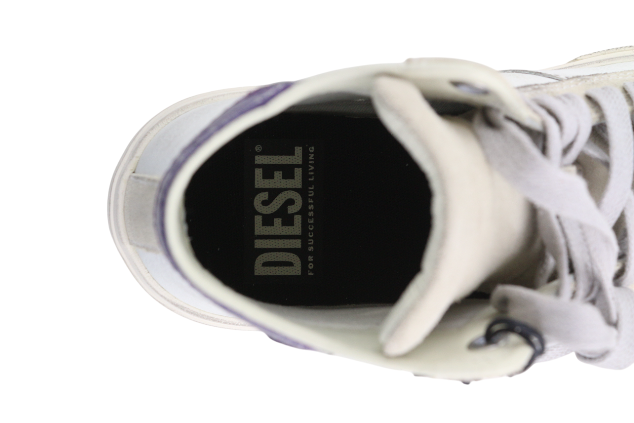 DIESEL S-Mydori ML Womens Sneakers EU38.5 White Cow Leather Ankle Top RRP€220