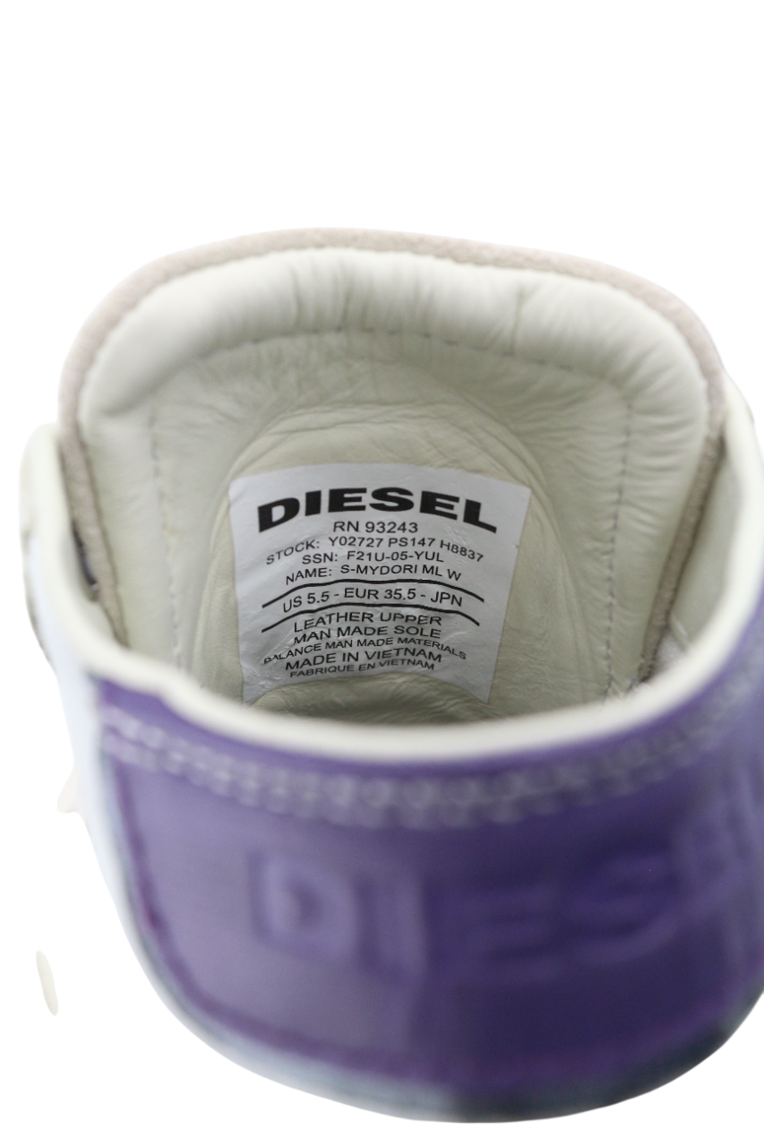 DIESEL S-Mydori ML Womens Sneakers EU38.5 White Cow Leather Ankle Top RRP€220