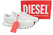 DIESEL S-Racer-Lc Mens Sneakers EU44 White Leather RRP€195 Light Lace Trainers