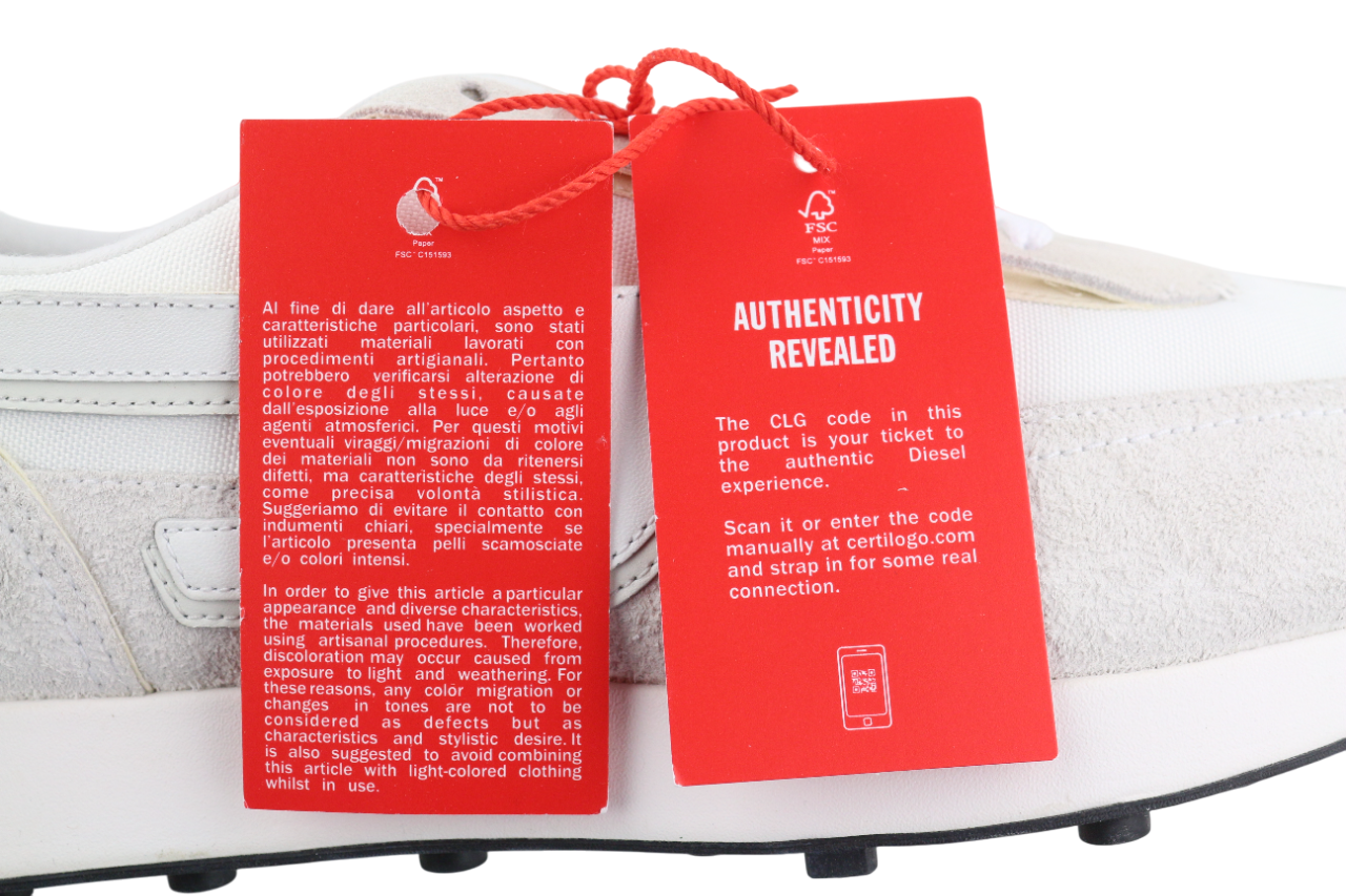 DIESEL S-Racer-Lc Mens Sneakers EU44 White Leather RRP€195 Light Lace Trainers