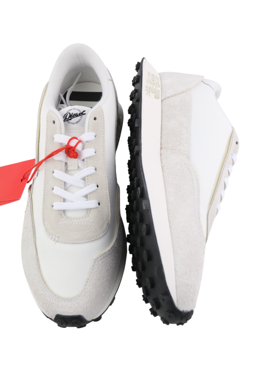 DIESEL S-Racer-Lc Mens Sneakers EU44 White Leather RRP€195 Light Lace Trainers
