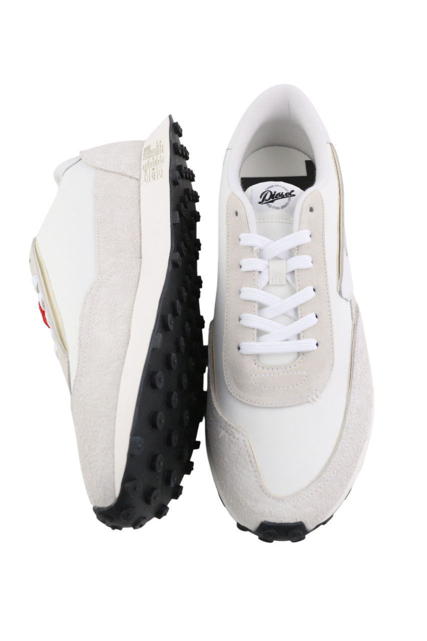 DIESEL S-Racer-Lc Mens Sneakers EU44 White Leather RRP€195 Light Lace Trainers