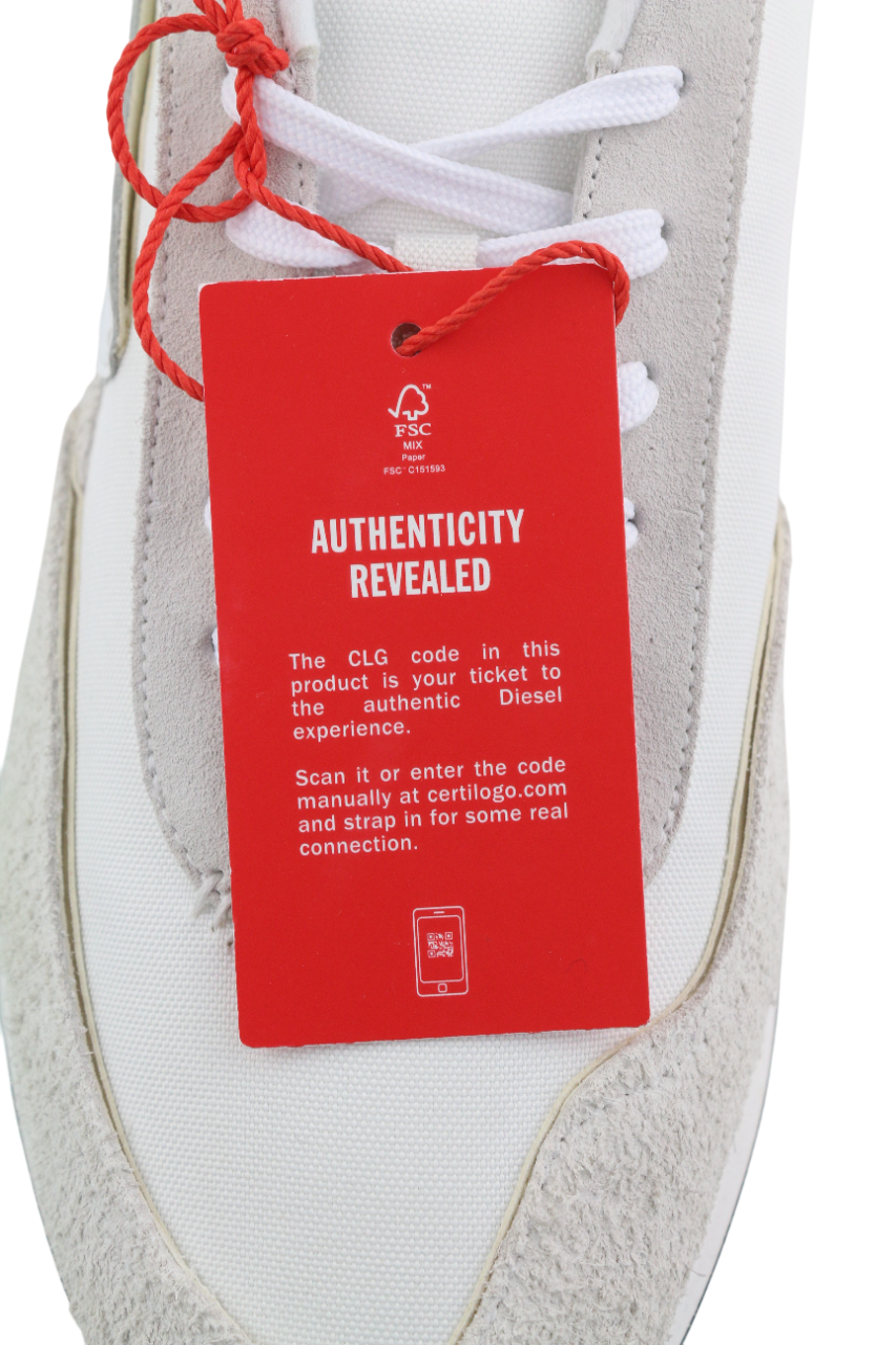 DIESEL S-Racer-Lc Mens Sneakers EU45 White Leather RRP€195 Low Top Trainers