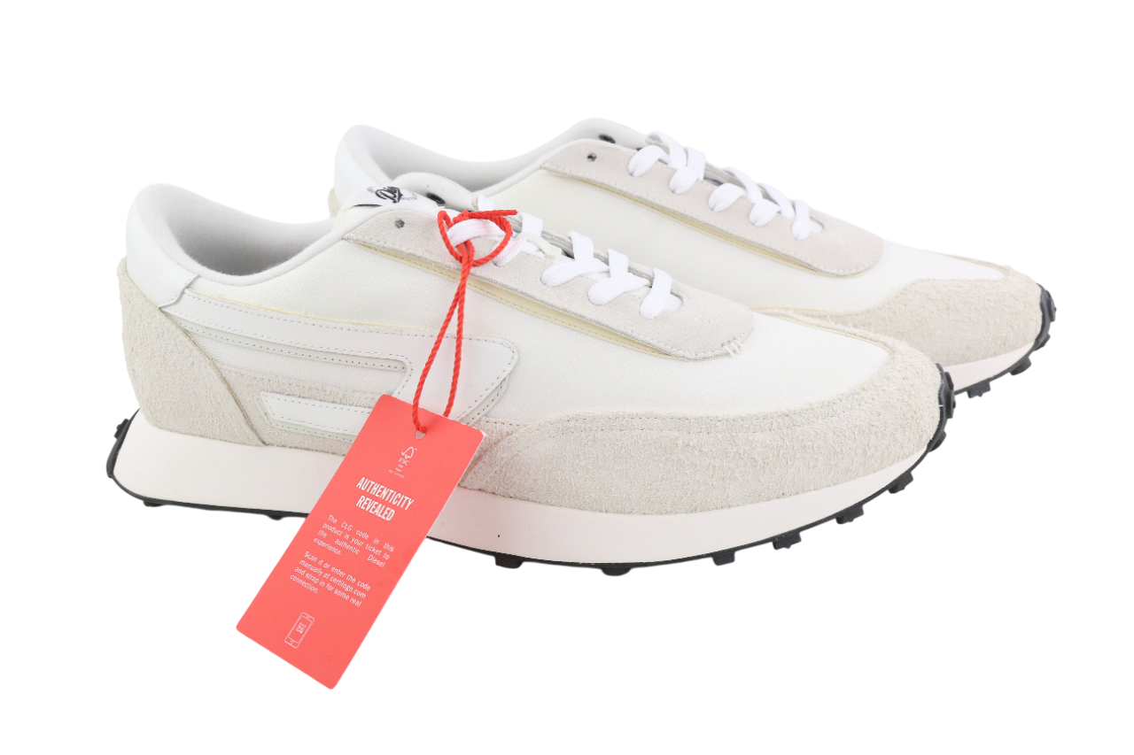 DIESEL S-Racer-Lc Mens Sneakers EU45 White Leather RRP€195 Low Top Trainers