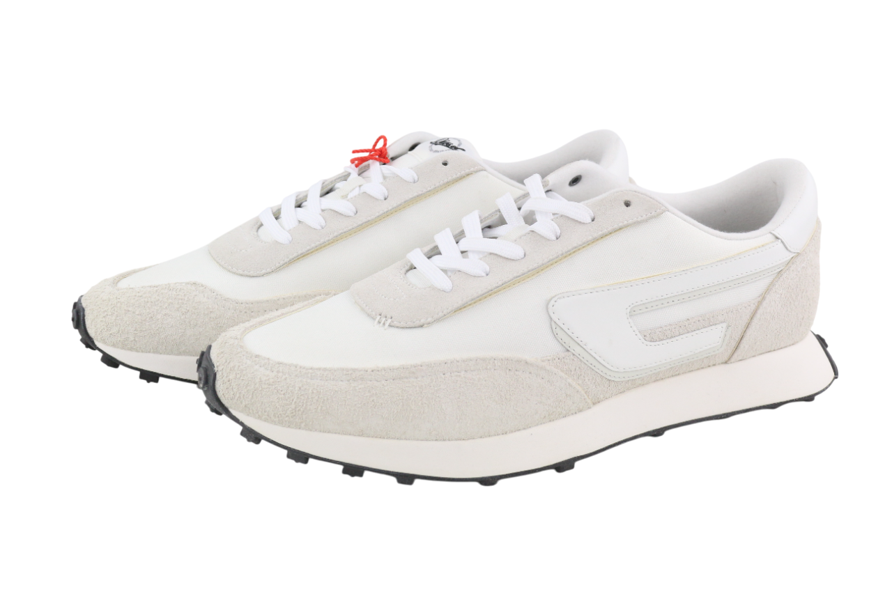 DIESEL S-Racer-Lc Mens Sneakers EU45 White Leather RRP€195 Low Top Trainers