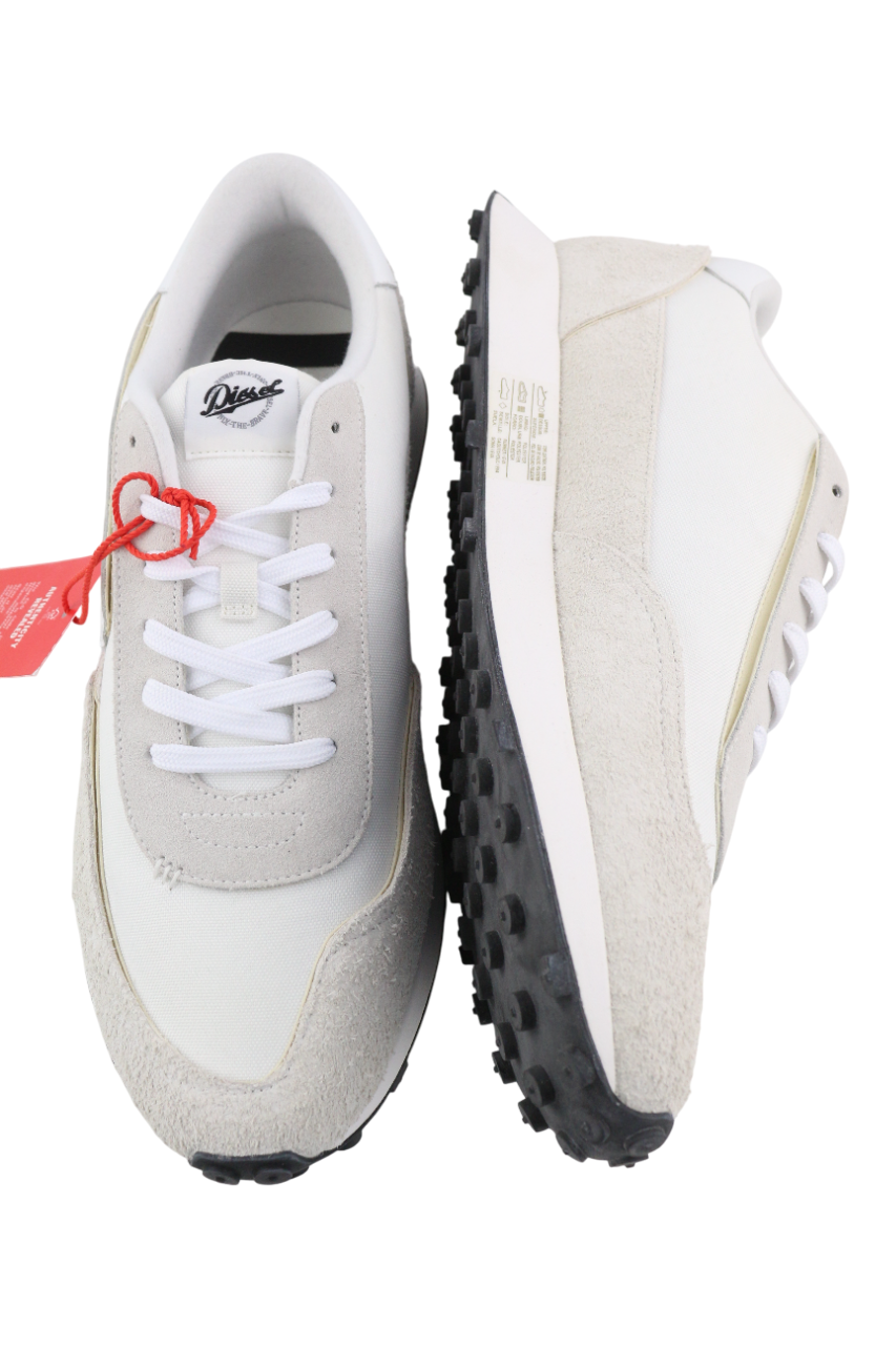 DIESEL S-Racer-Lc Mens Sneakers EU45 White Leather RRP€195 Low Top Trainers