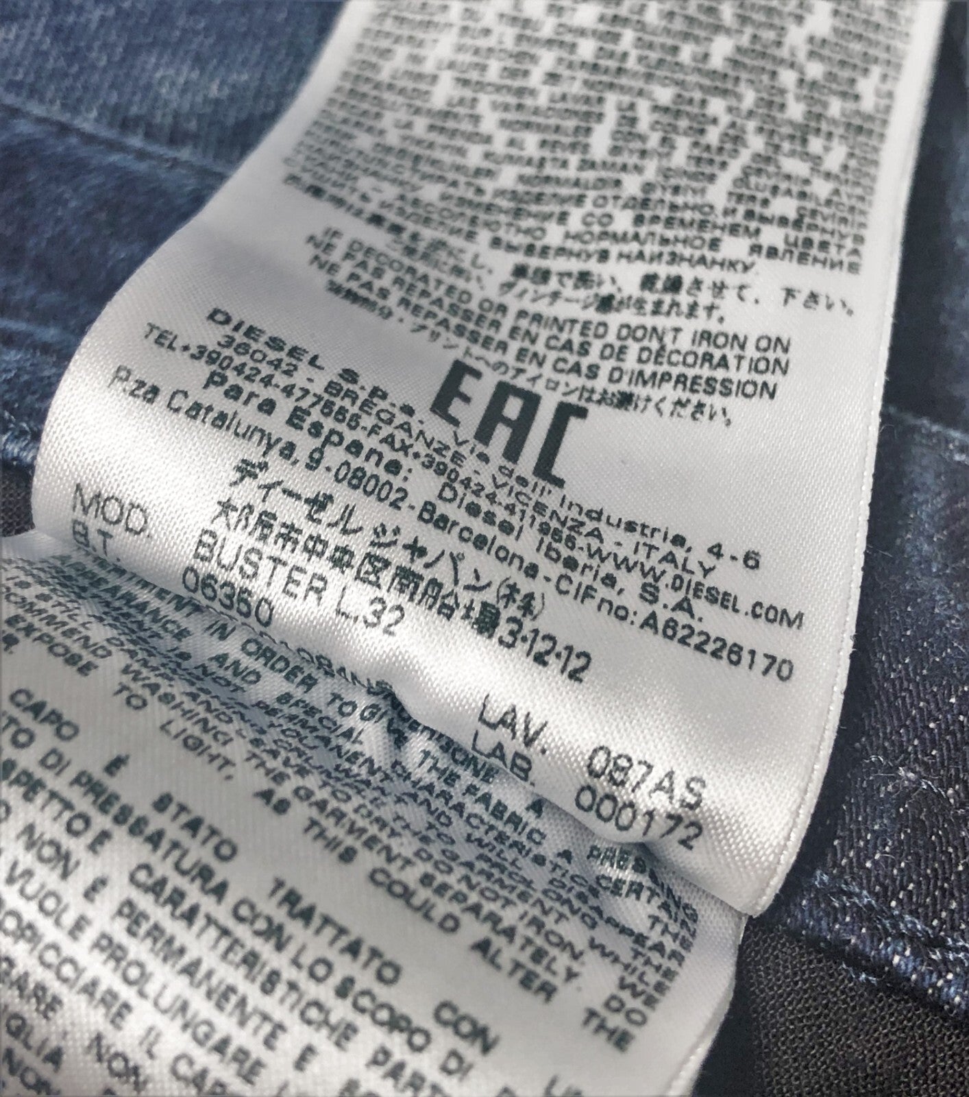 DIESEL Buster 087AS Men Jeans W27/L32 Button Slim Tapered Washed Boys Blue