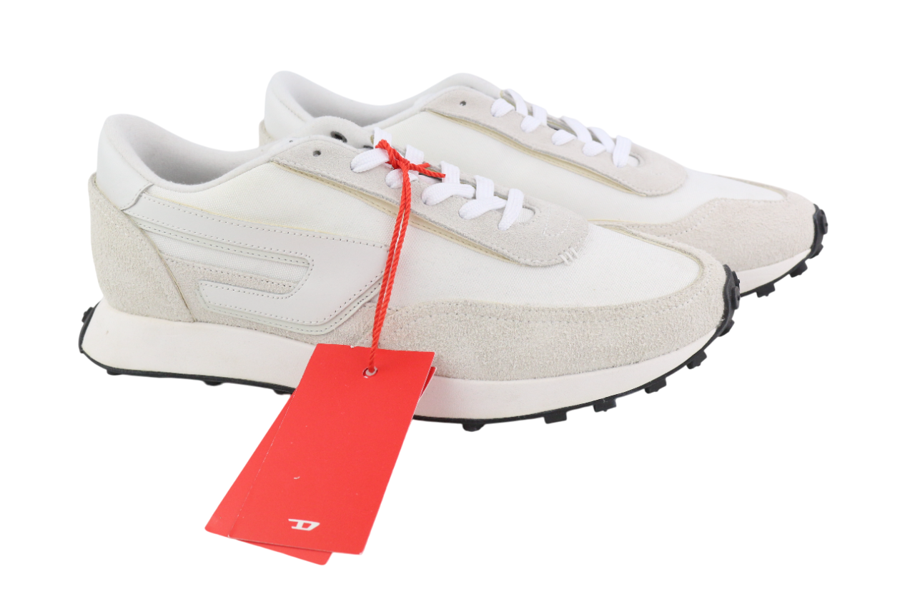 DIESEL S-Racer-Lc Mens Sneakers EU41 White Leather RRP€195 Low Top