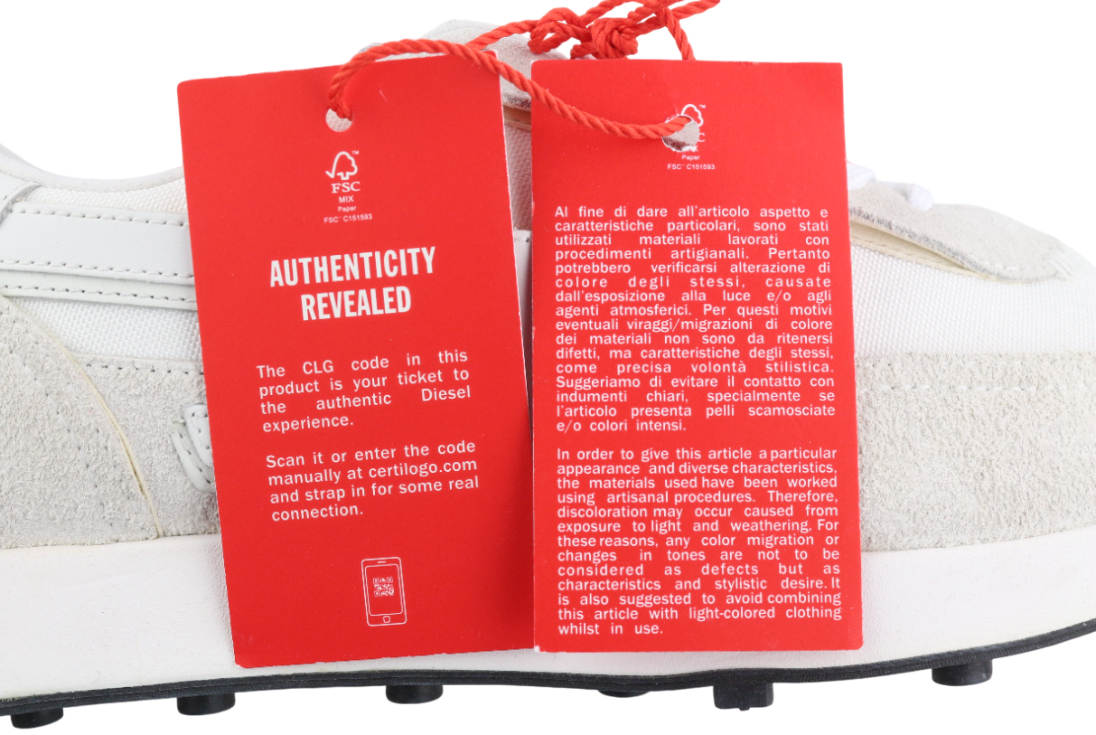 DIESEL S-Racer-Lc Mens Sneakers EU41 White Leather RRP€195 Low Top