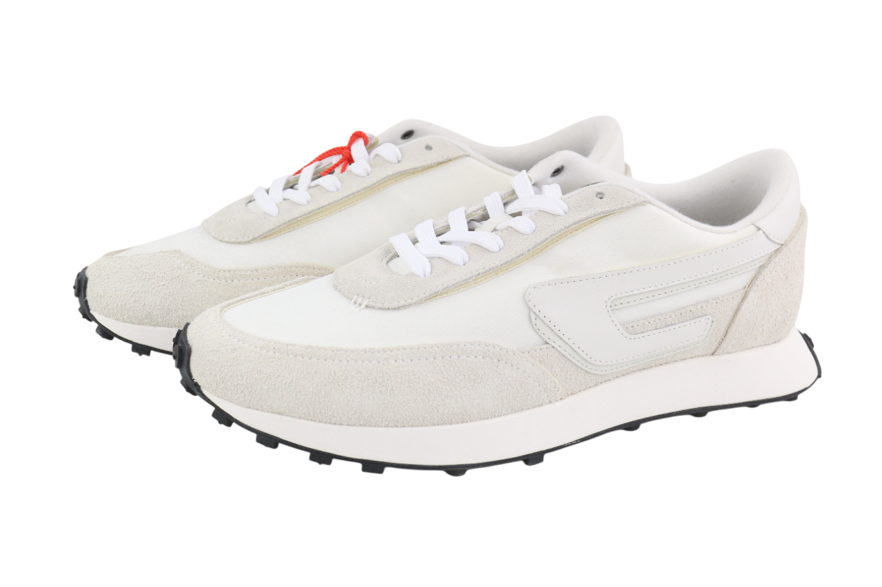 DIESEL S-Racer-Lc Mens Sneakers EU41 White Leather RRP€195 Low Top