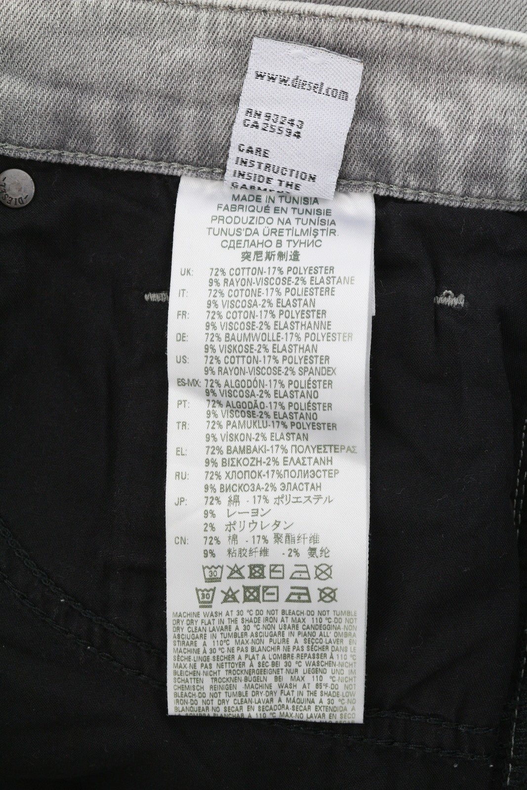 DIESEL D-Strukt 069RE Mens Jeans W31/L34 Slim Stretch Zipper  RRP€180 Grey