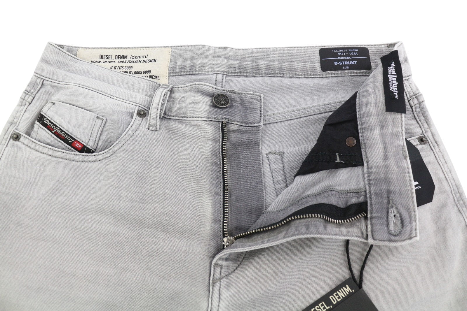 DIESEL D-Strukt 069RE Mens Jeans W31/L34 Slim Stretch Zipper  RRP€180 Grey