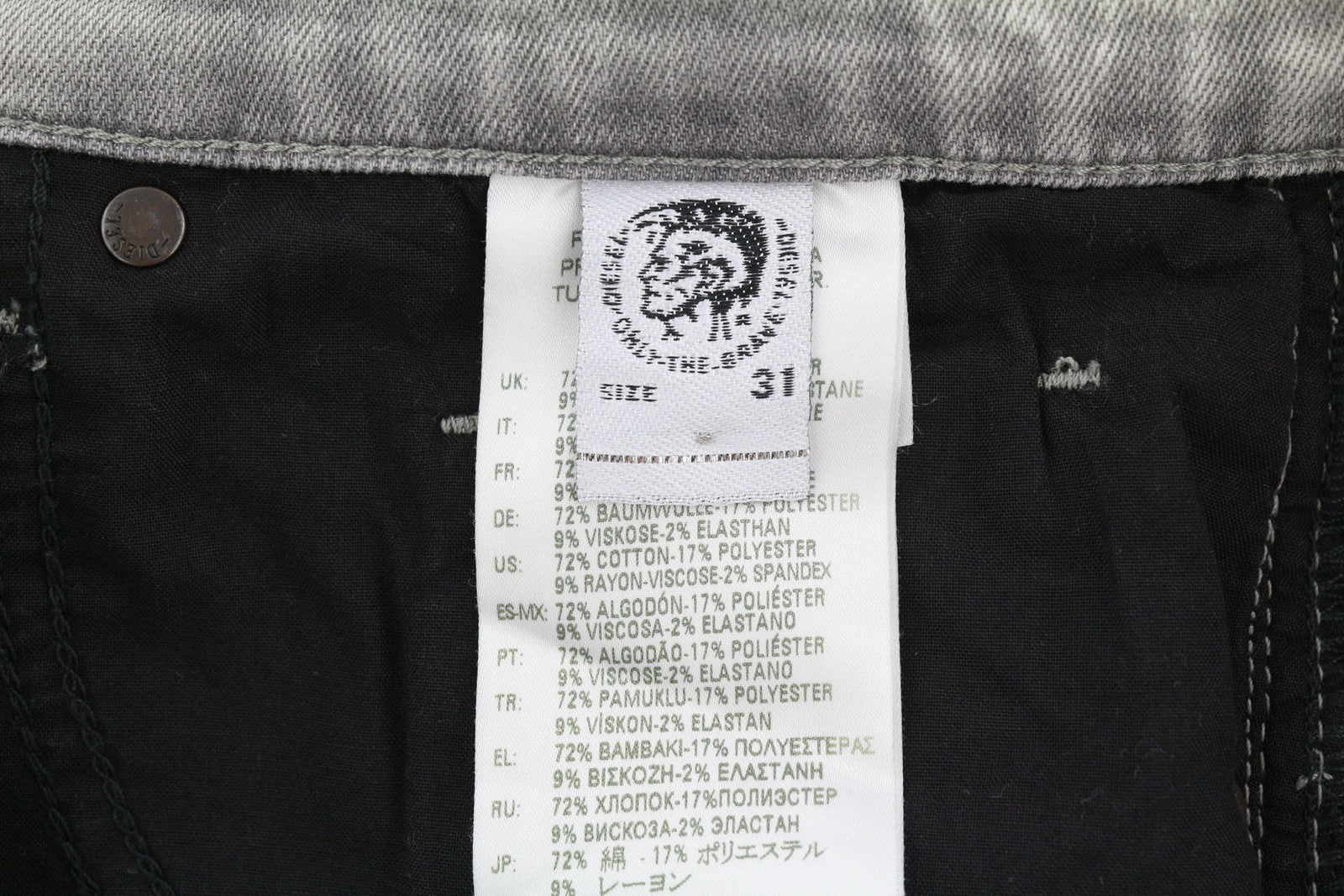 DIESEL D-Strukt 069RE Mens Jeans W31/L34 Slim Stretch Zipper  RRP€180 Grey