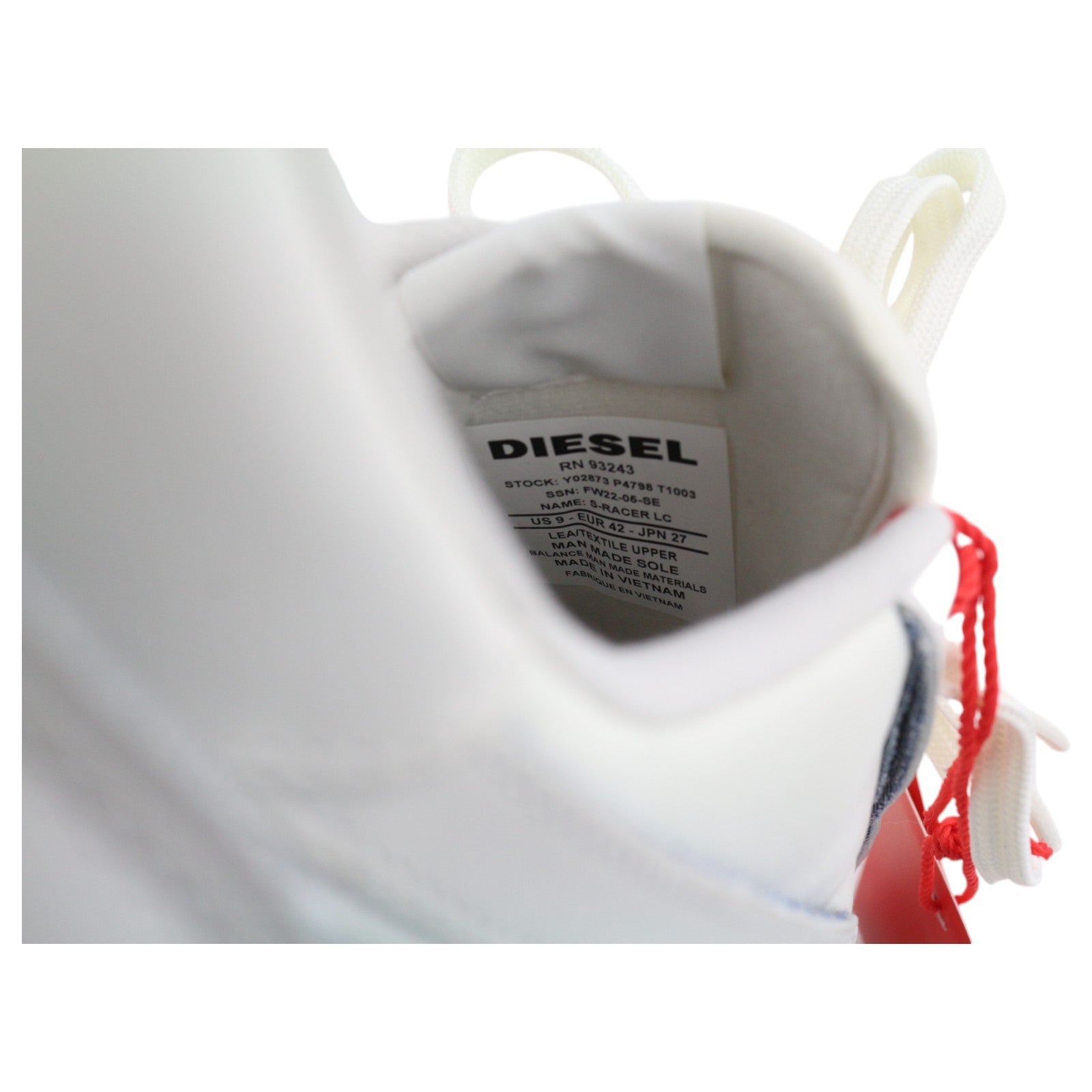 DIESEL S-Racer LC Mens Sneakers EU42 White Suede Leather RRP195 Trainers