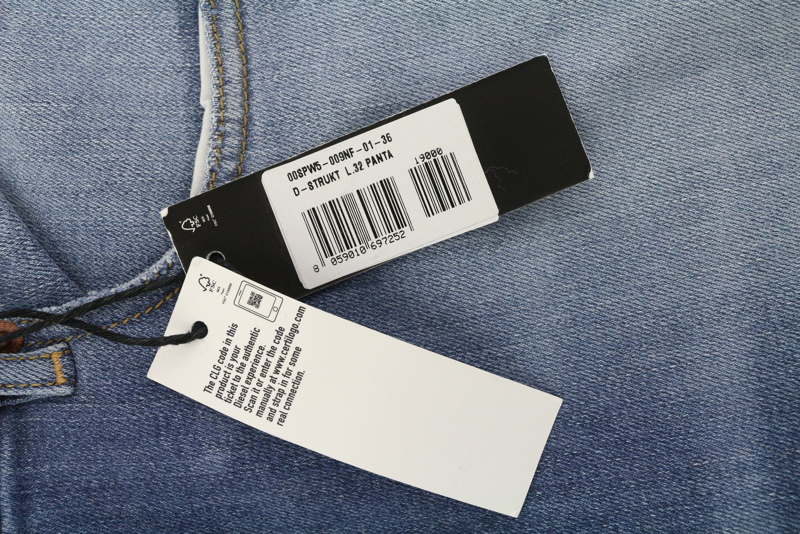 DIESEL D-Strukt 009NF Mens Jeans W36/L32 Slim  Stretch Zip Fly Washed Blue