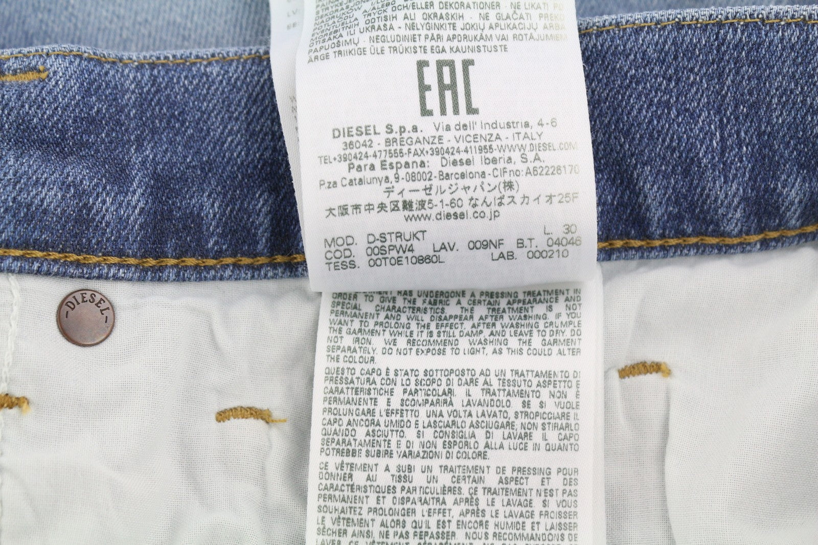 DIESEL D-Strukt 009NF Mens Jeans W36/L32 Slim  Stretch Zip Fly Washed Blue