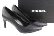 DIESEL D-Femme MP Womens Heels EU38 Black Leather Pointed Toe RRP€240