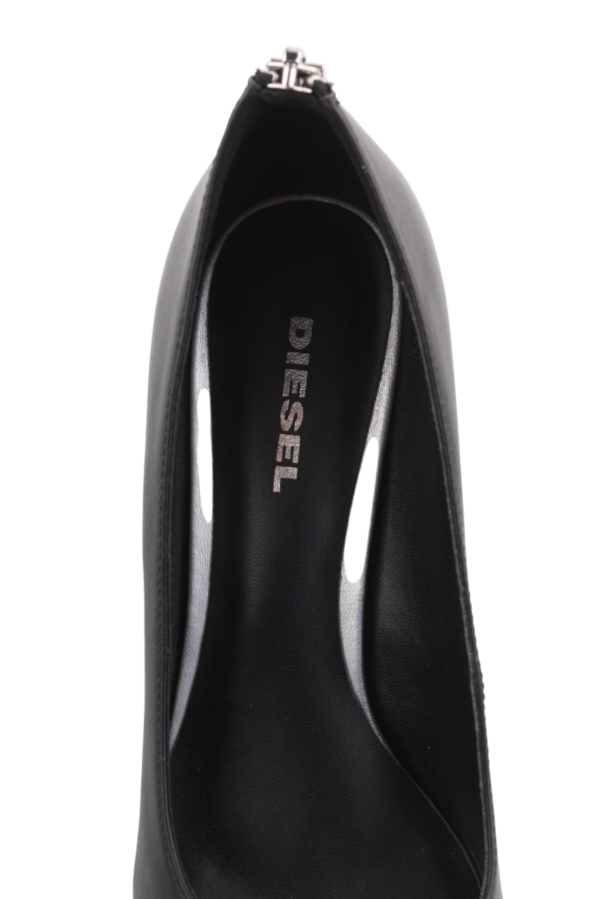 DIESEL D-Femme MP Womens Heels EU38 Black Leather Pointed Toe RRP€240