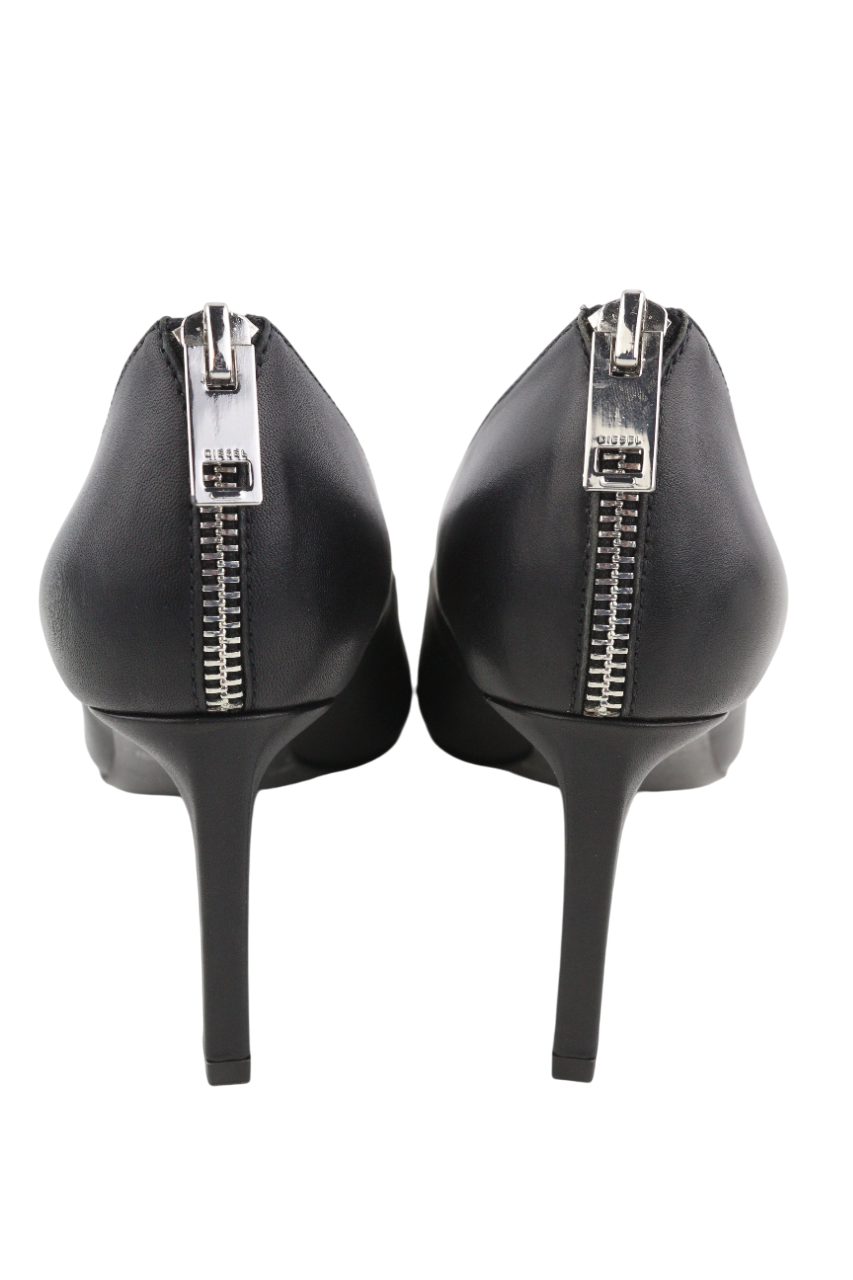 DIESEL D-Femme MP Womens Heels EU38 Black Leather Pointed Toe RRP€240