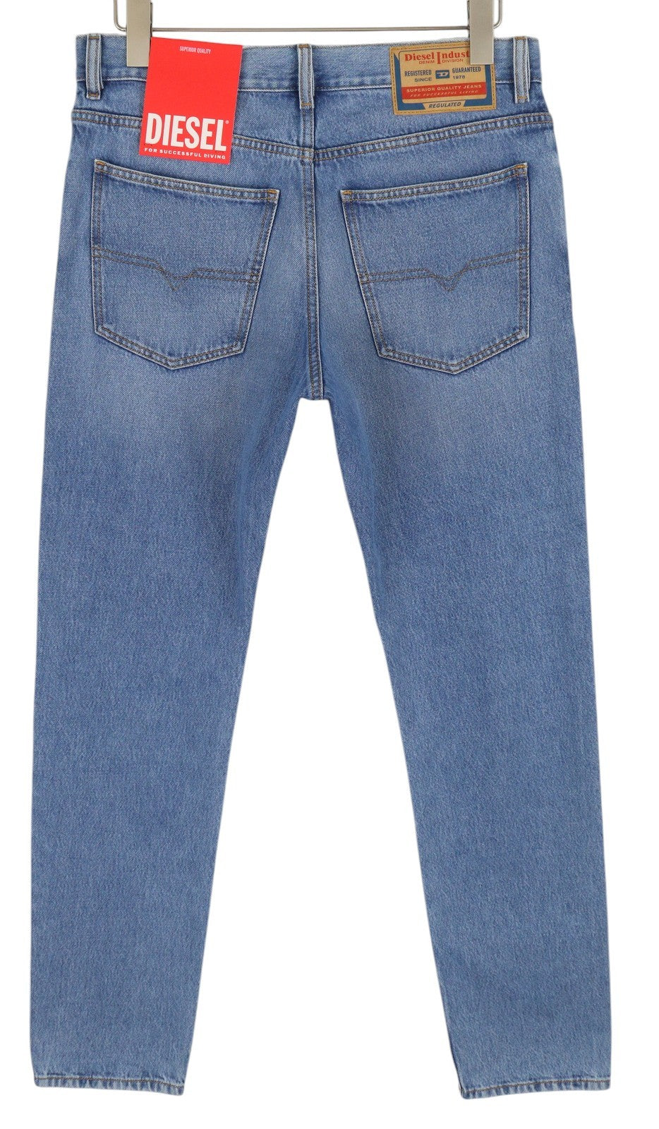 DIESEL 1995 9C16S Men Jeans W32/L32 Slim  Straight Leg Mid Waist Washed Blue