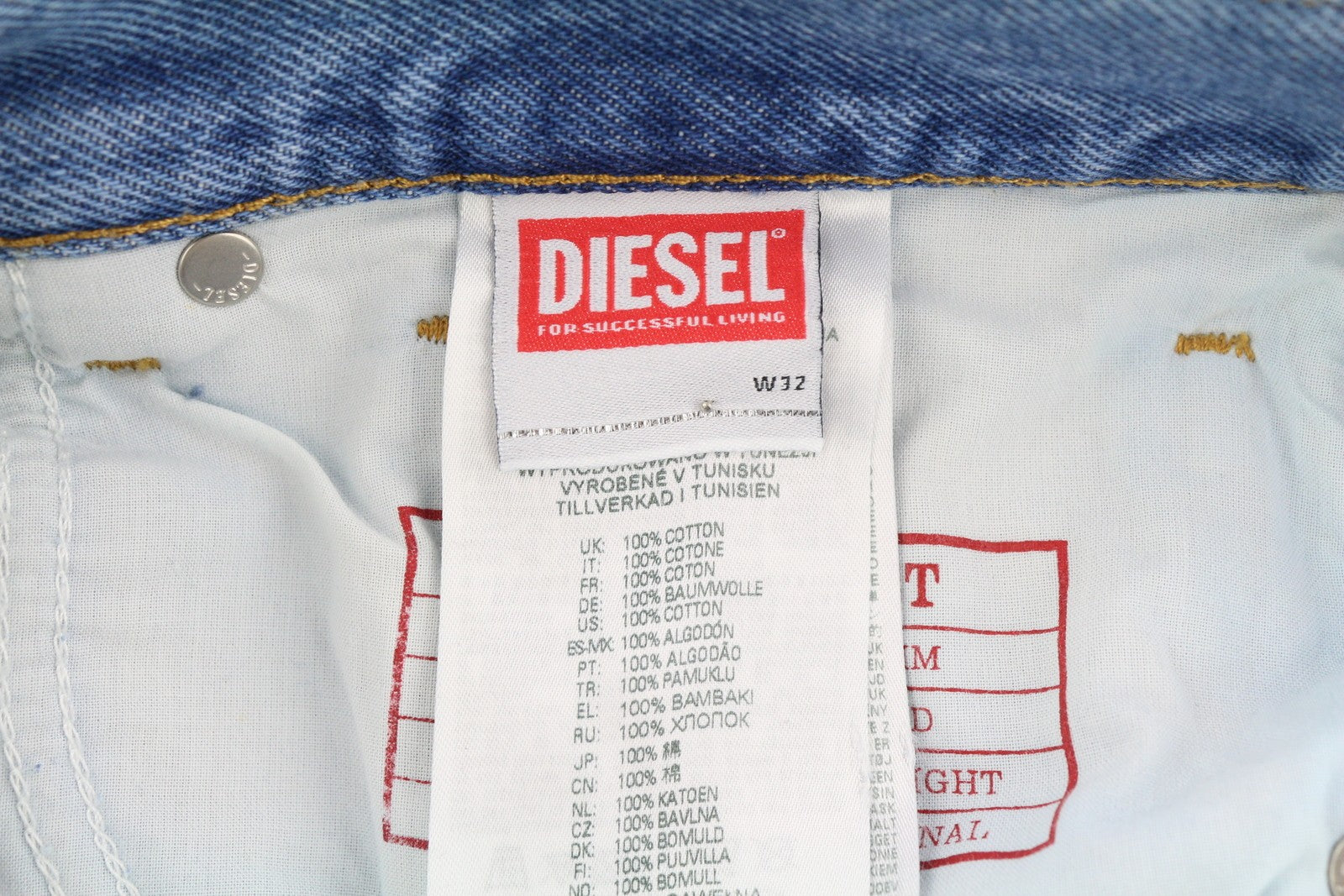 DIESEL 1995 9C16S Men Jeans W32/L32 Slim  Straight Leg Mid Waist Washed Blue