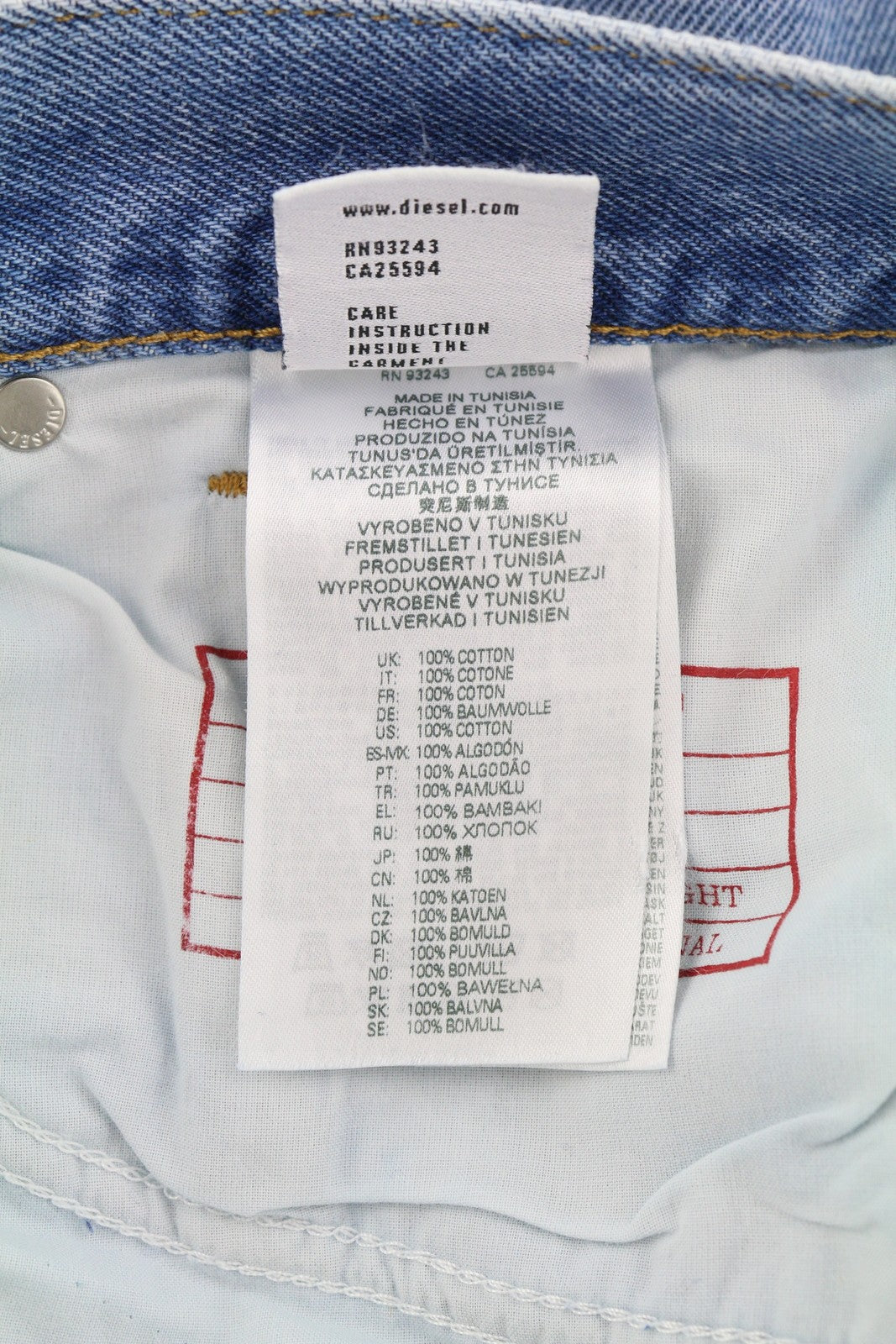 DIESEL 1995 9C16S Men Jeans W32/L32 Slim  Straight Leg Mid Waist Washed Blue