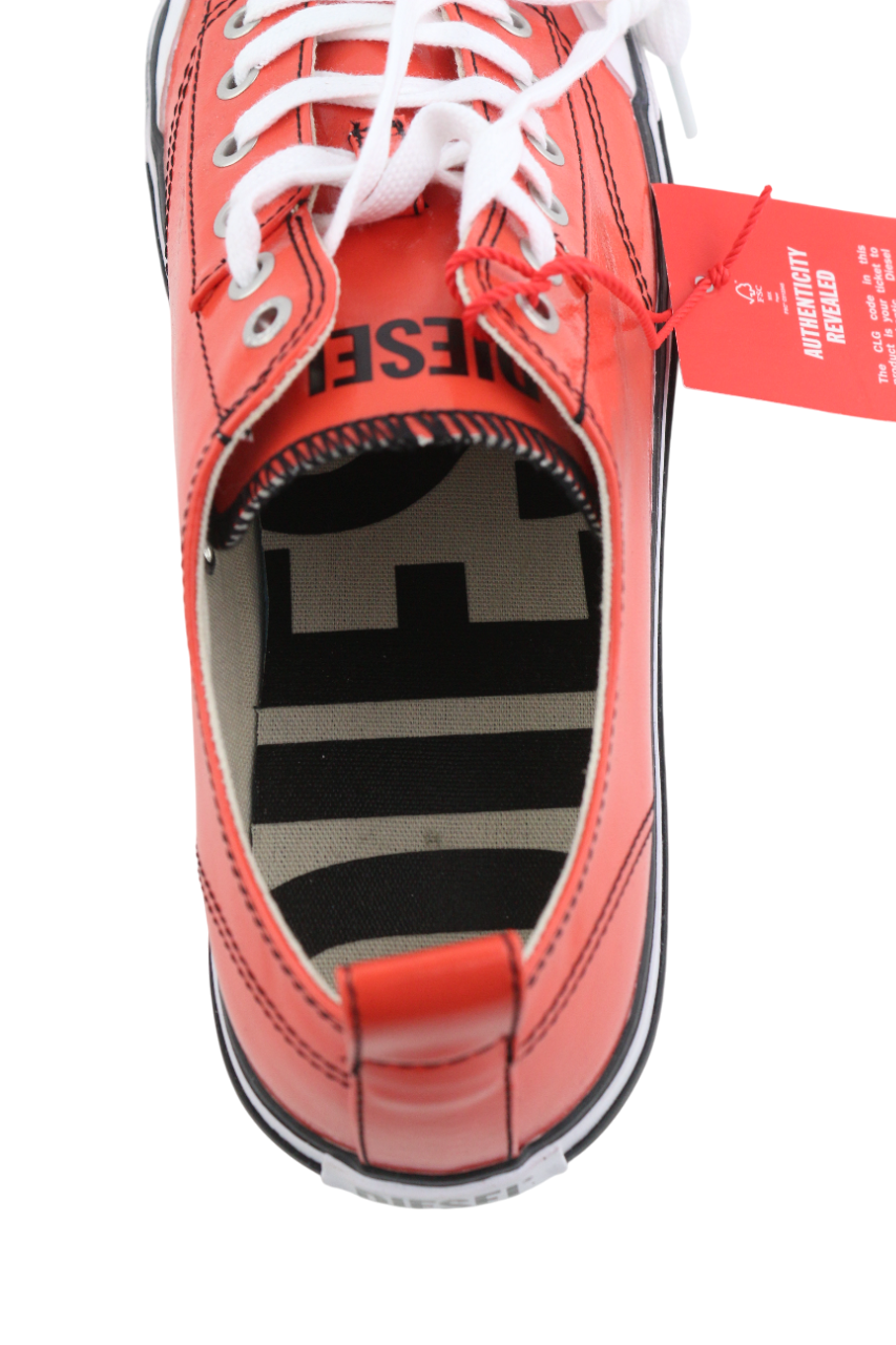 DIESEL S-Athos Low Top Mens Sneakers EU45 Red Coated RRP€160 Lace Up Trainers