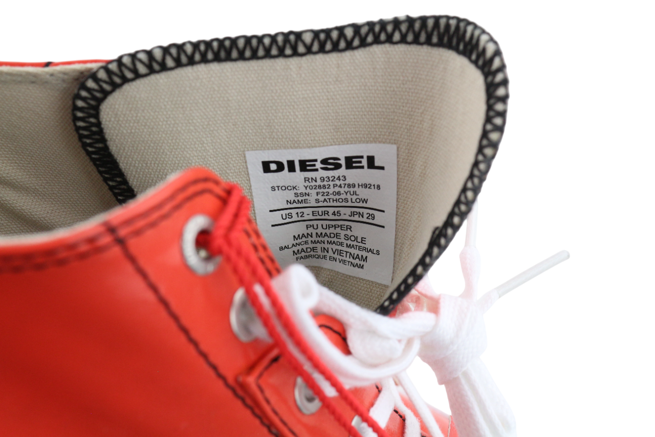 DIESEL S-Athos Low Top Mens Sneakers EU45 Red Coated RRP€160 Lace Up Trainers